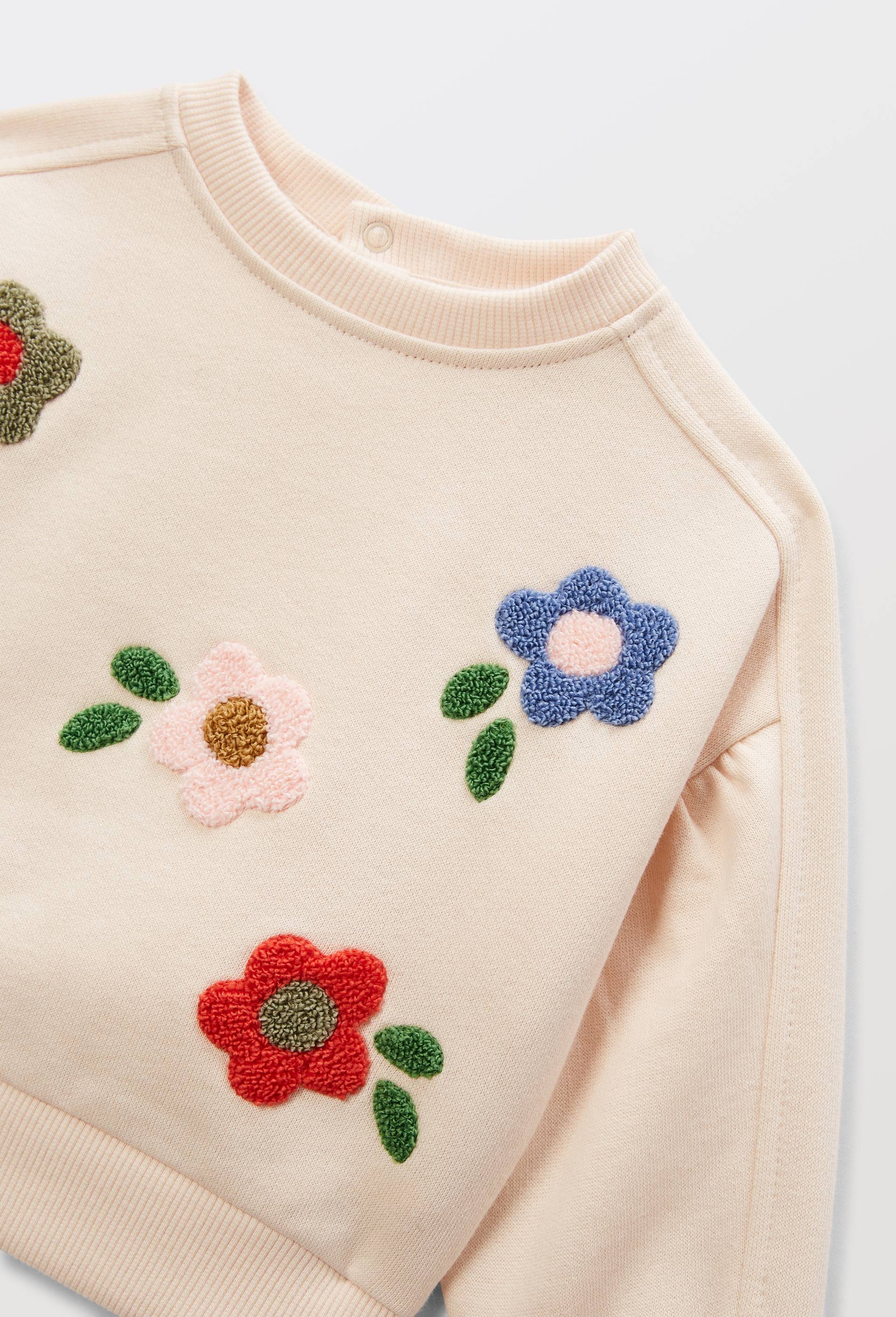 Sweat brod&eacute; en coton BIO GOTS, Beige clair, large image number 2.0