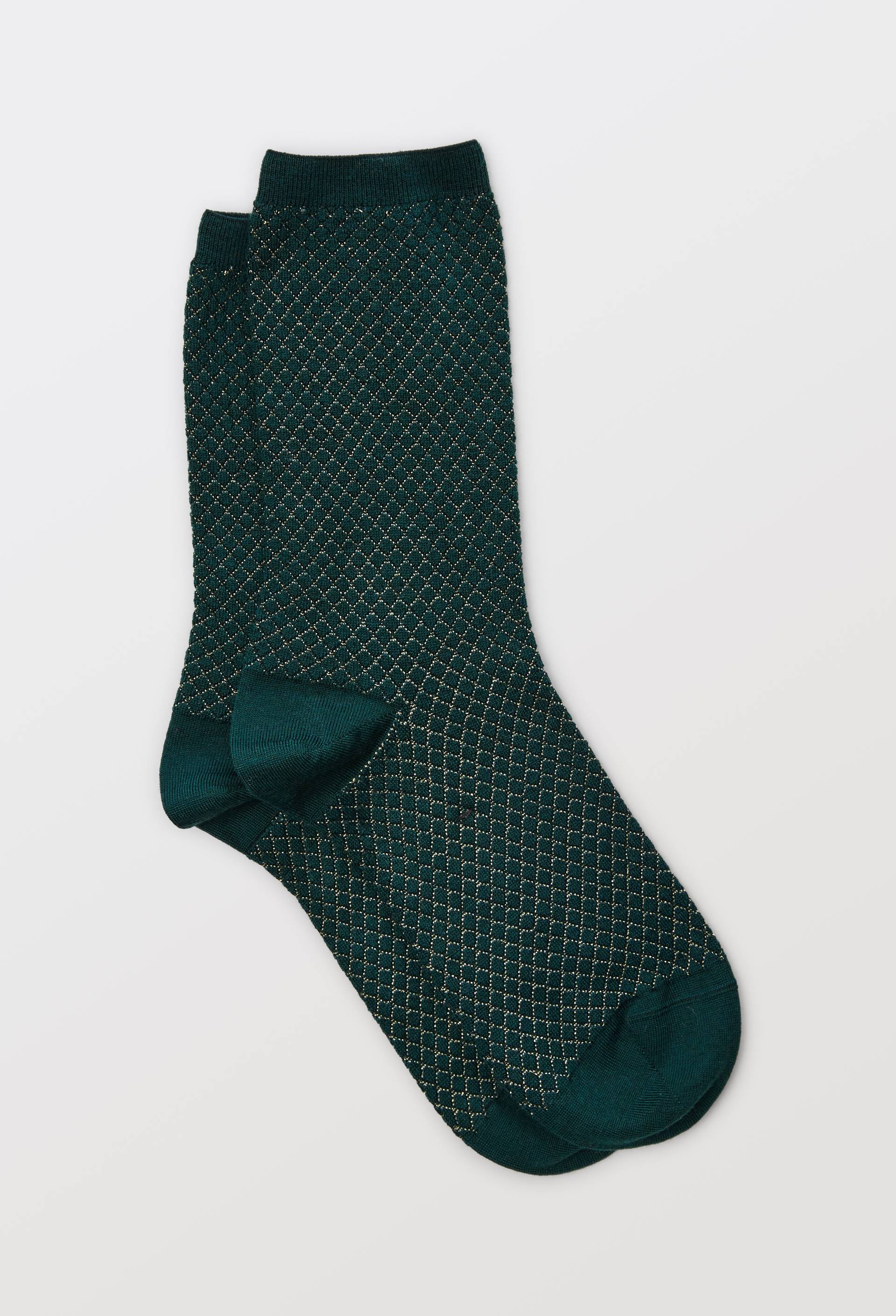 Paire de chaussettes PETITS LOSANGES LUREX Dore Dore, Vert fonc&eacute;, large image number 0