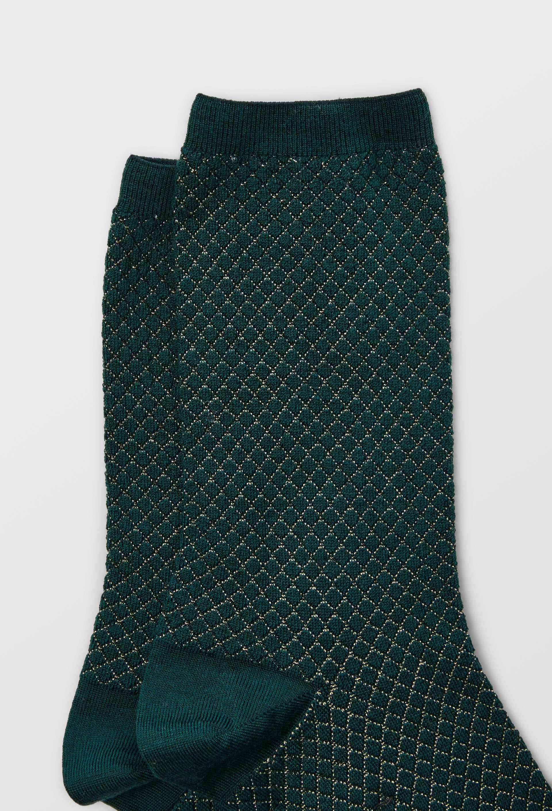 Paire de chaussettes PETITS LOSANGES LUREX Dore Dore, Vert fonc&eacute;, large image number 2.0
