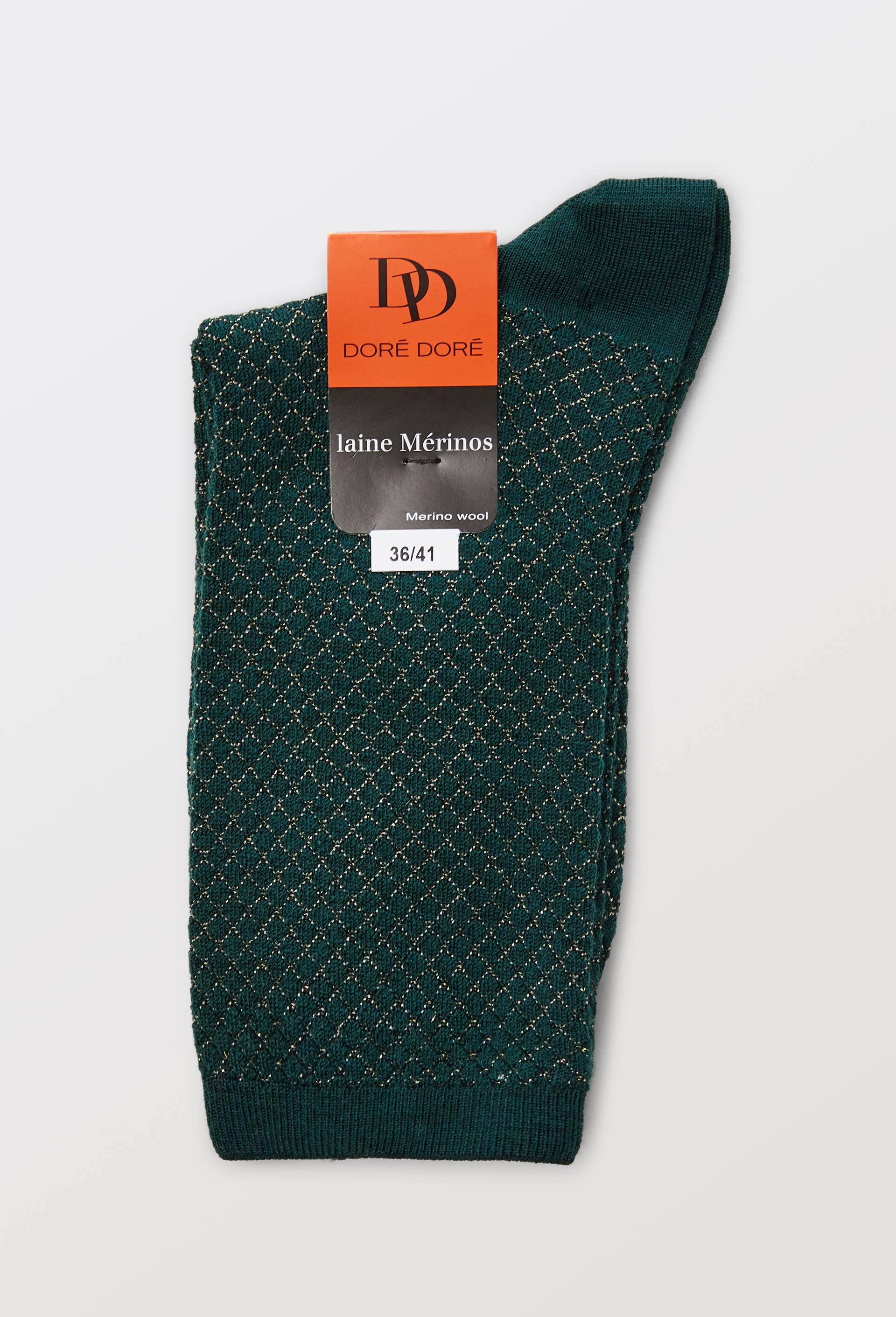 Paire de chaussettes PETITS LOSANGES LUREX Dore Dore, Vert fonc&eacute;, large image number 3