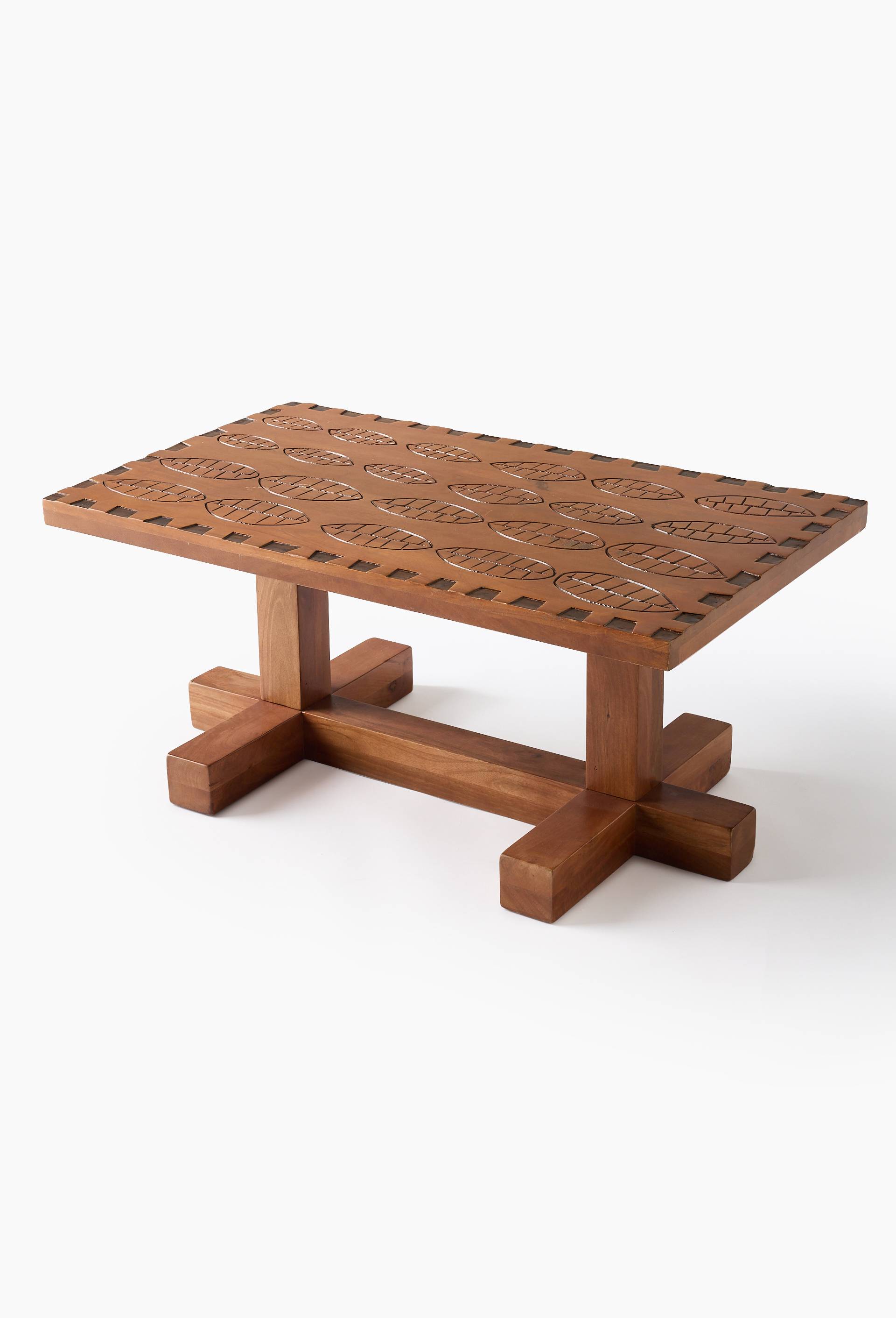 Exclu web - Table basse en bois grav&eacute;, 100x60x45 cm  - MAISON CH&Acirc;TEAU ROUGE x MONOPRIX, Brun clair, large image number 0.0
