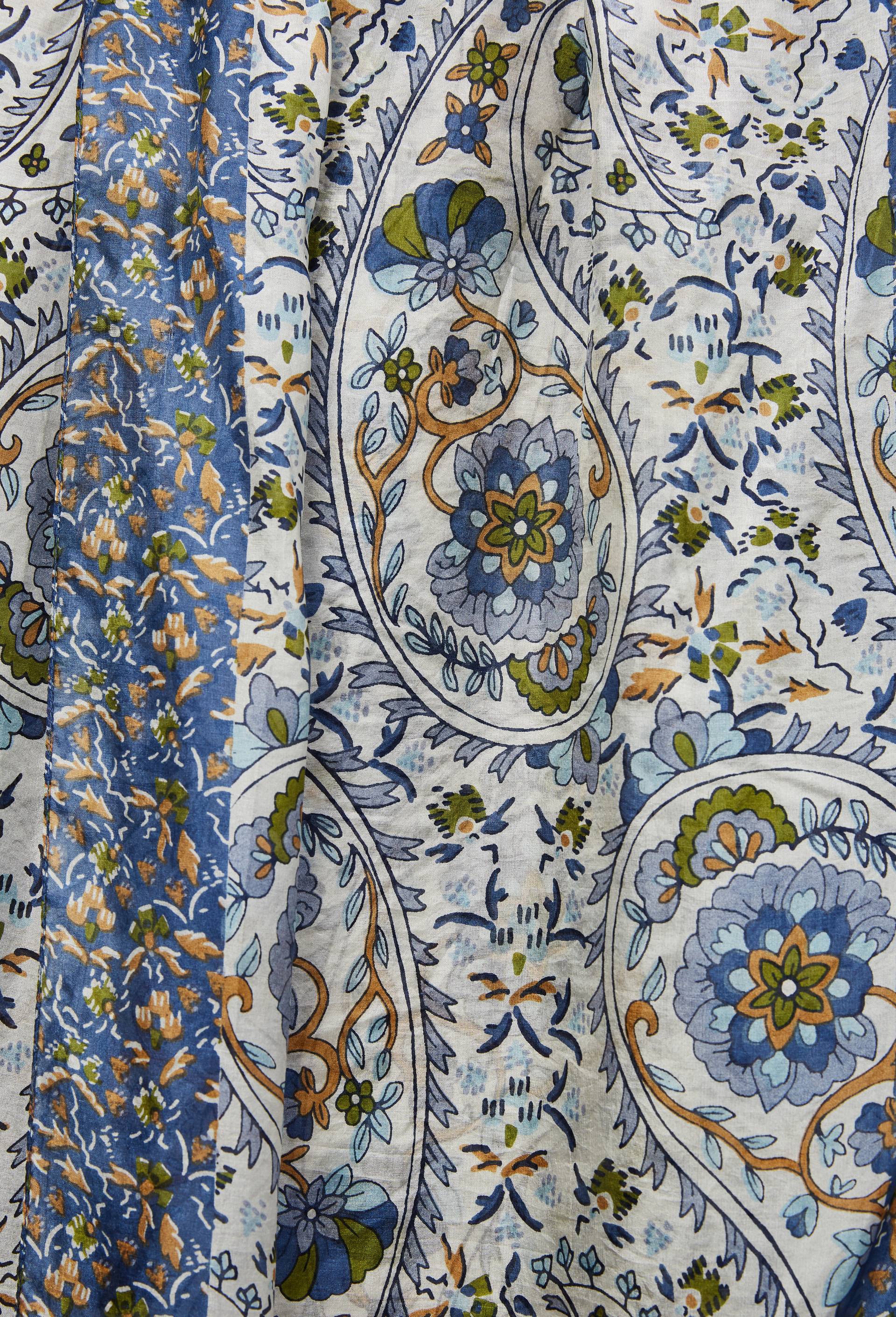 Foulard imprim&eacute; en soie, Bleu fonc&eacute;, large image number 1.0