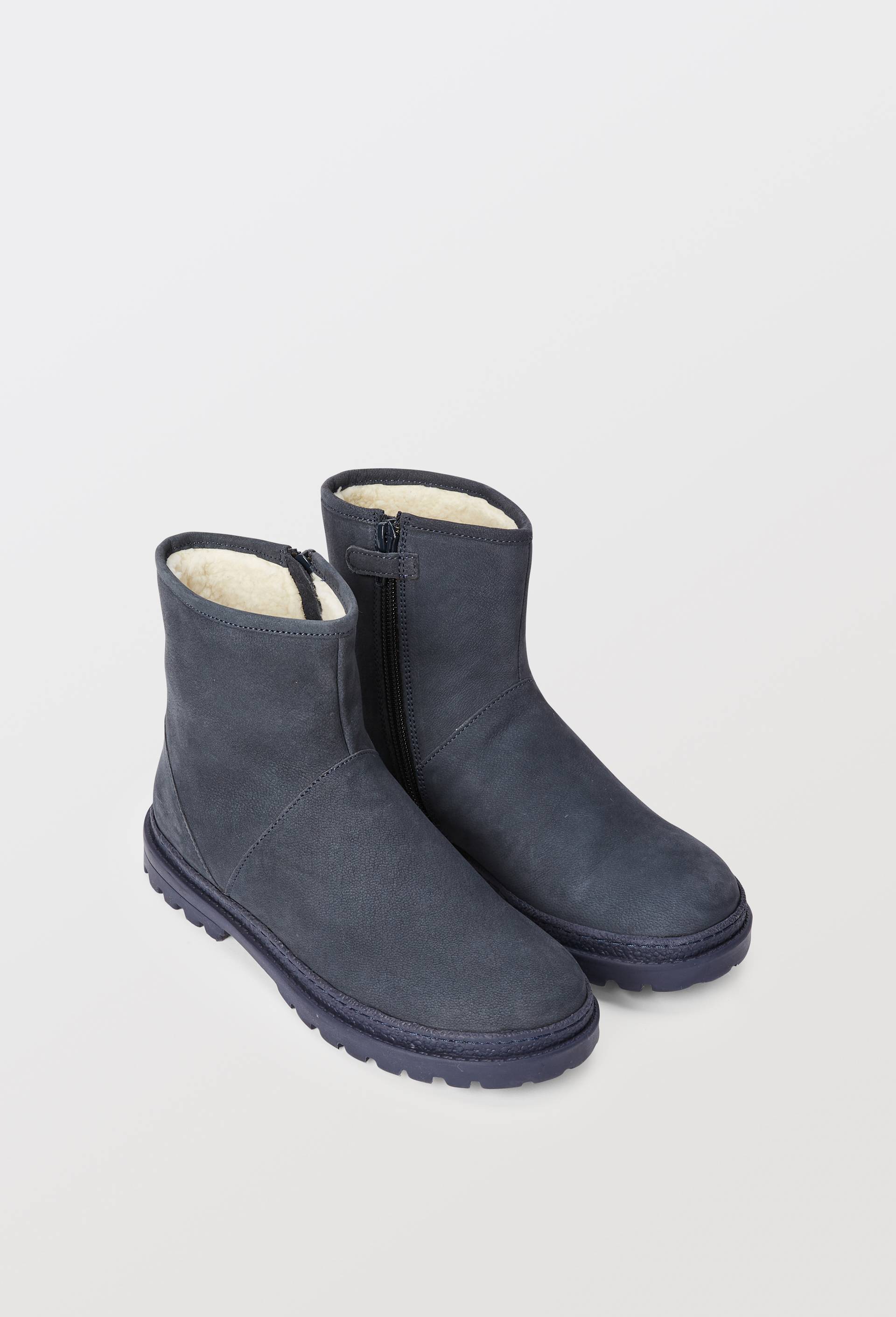 Bottines fourr&eacute;es en cuir, Bleu fonc&eacute;, large image number 1
