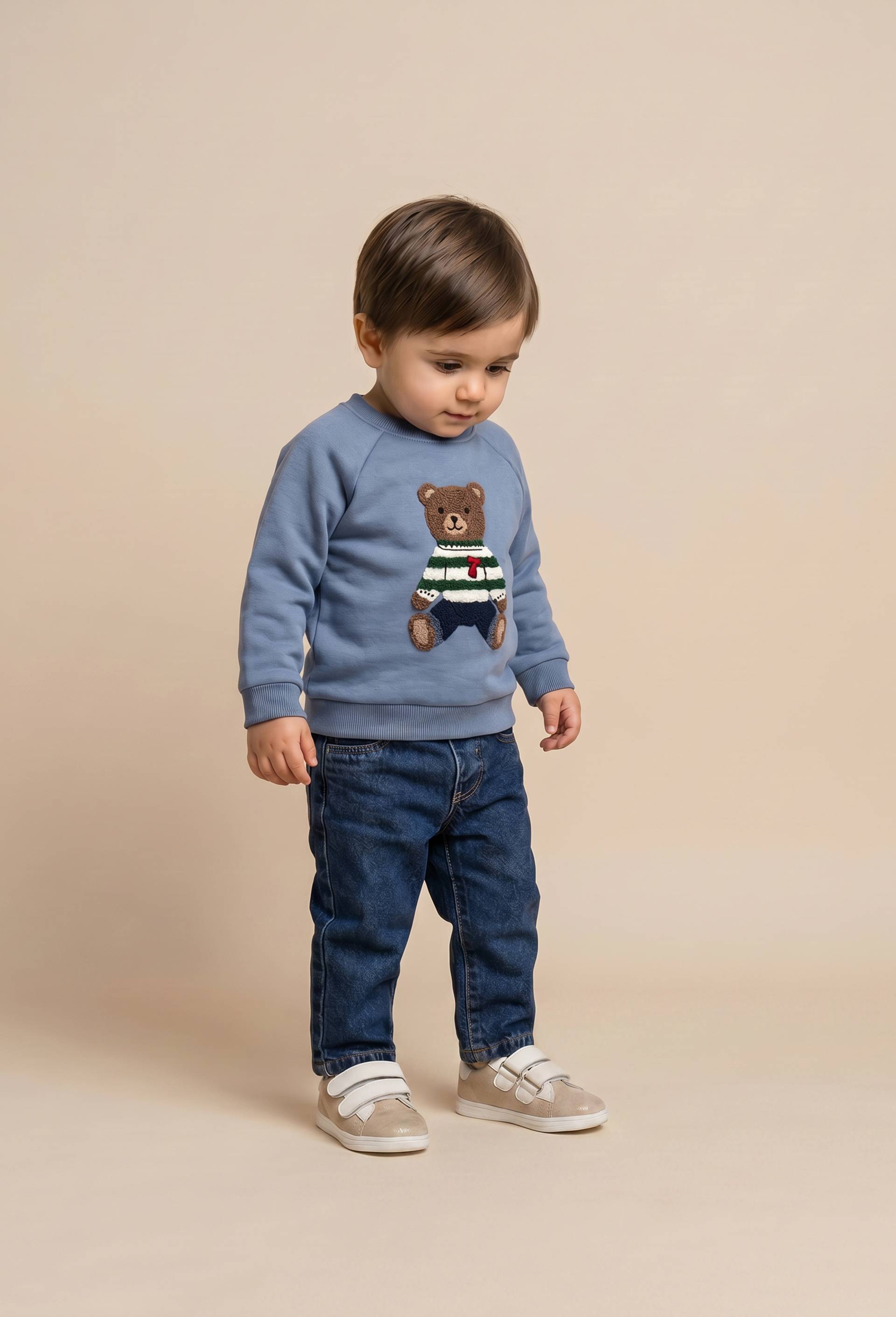 Sweat fantaisie en coton BIO GOTS, Bleu, large image number 0