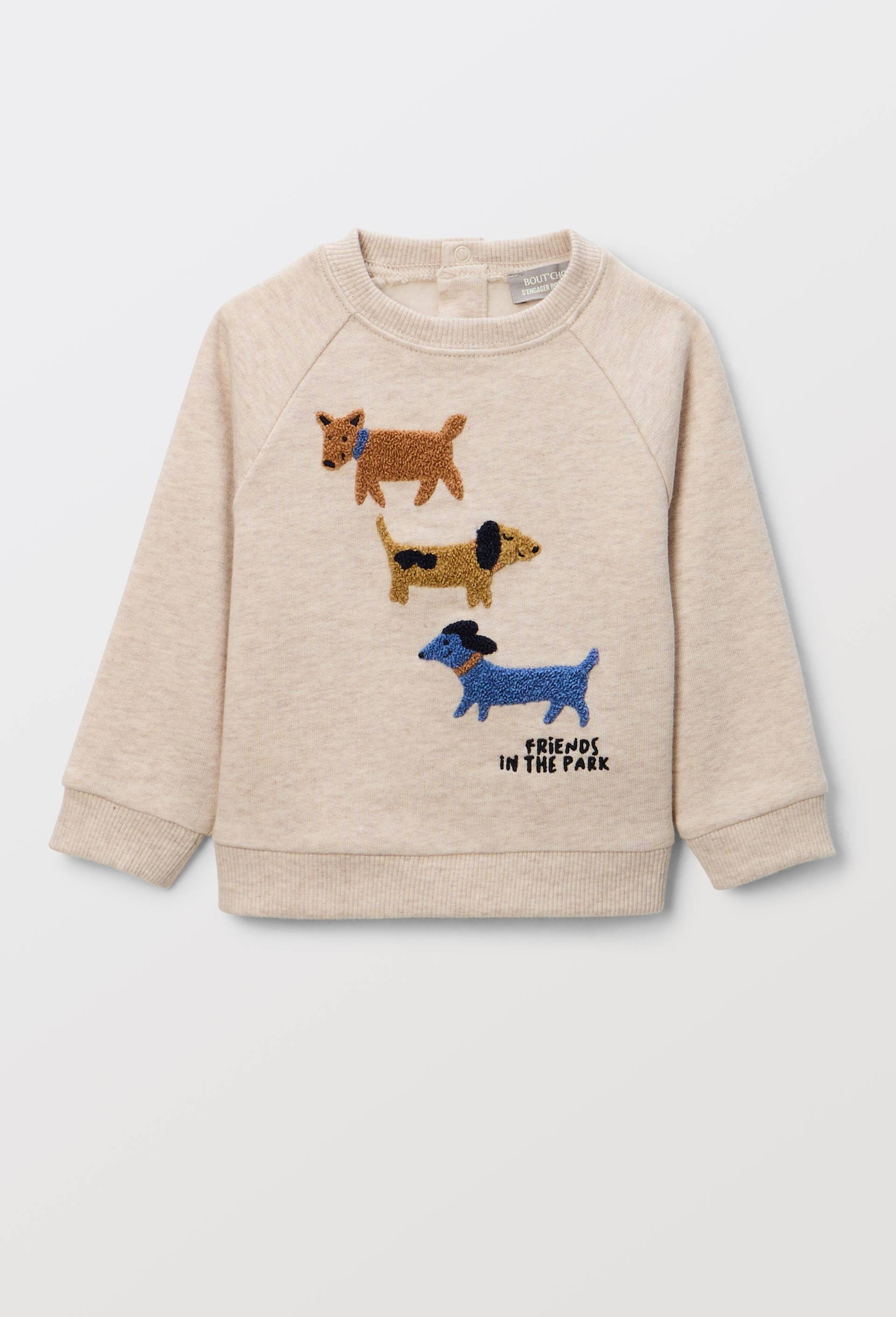 Sweat fantaisie en coton BIO GOTS, Beige, large image number 0