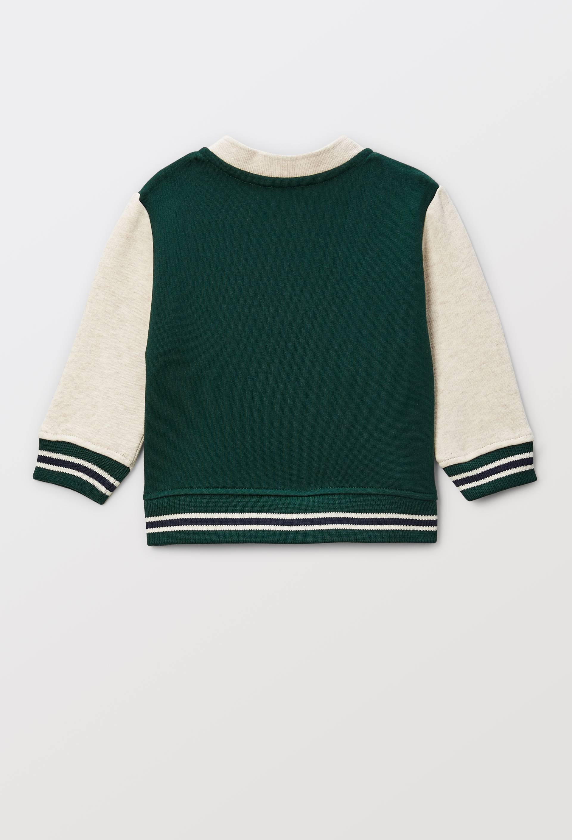 Gilet col teddy en molleton en coton BIO GOTS, Vert fonc&eacute;, large image number 2