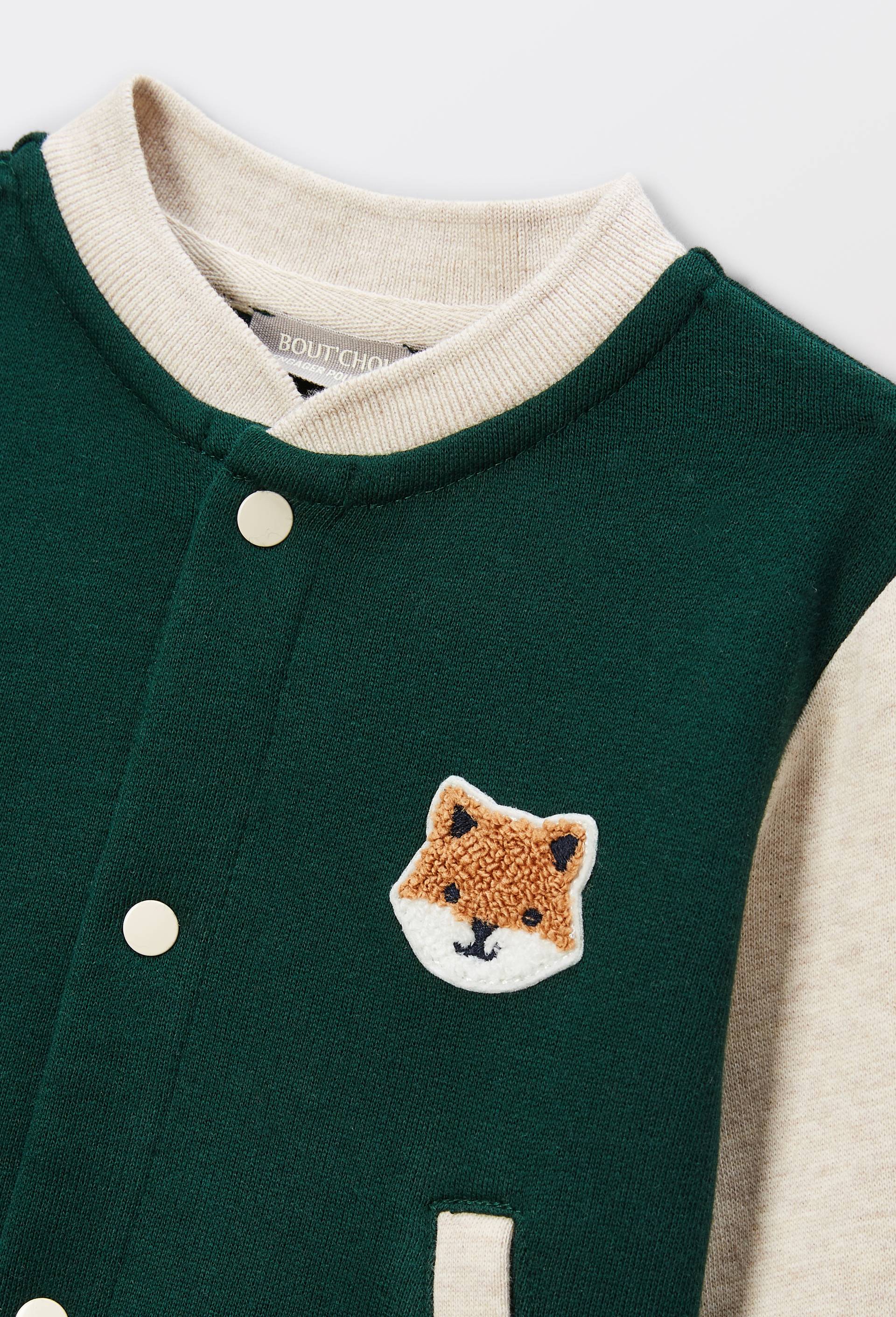 Gilet col teddy en molleton en coton BIO GOTS, Vert fonc&eacute;, large image number 3