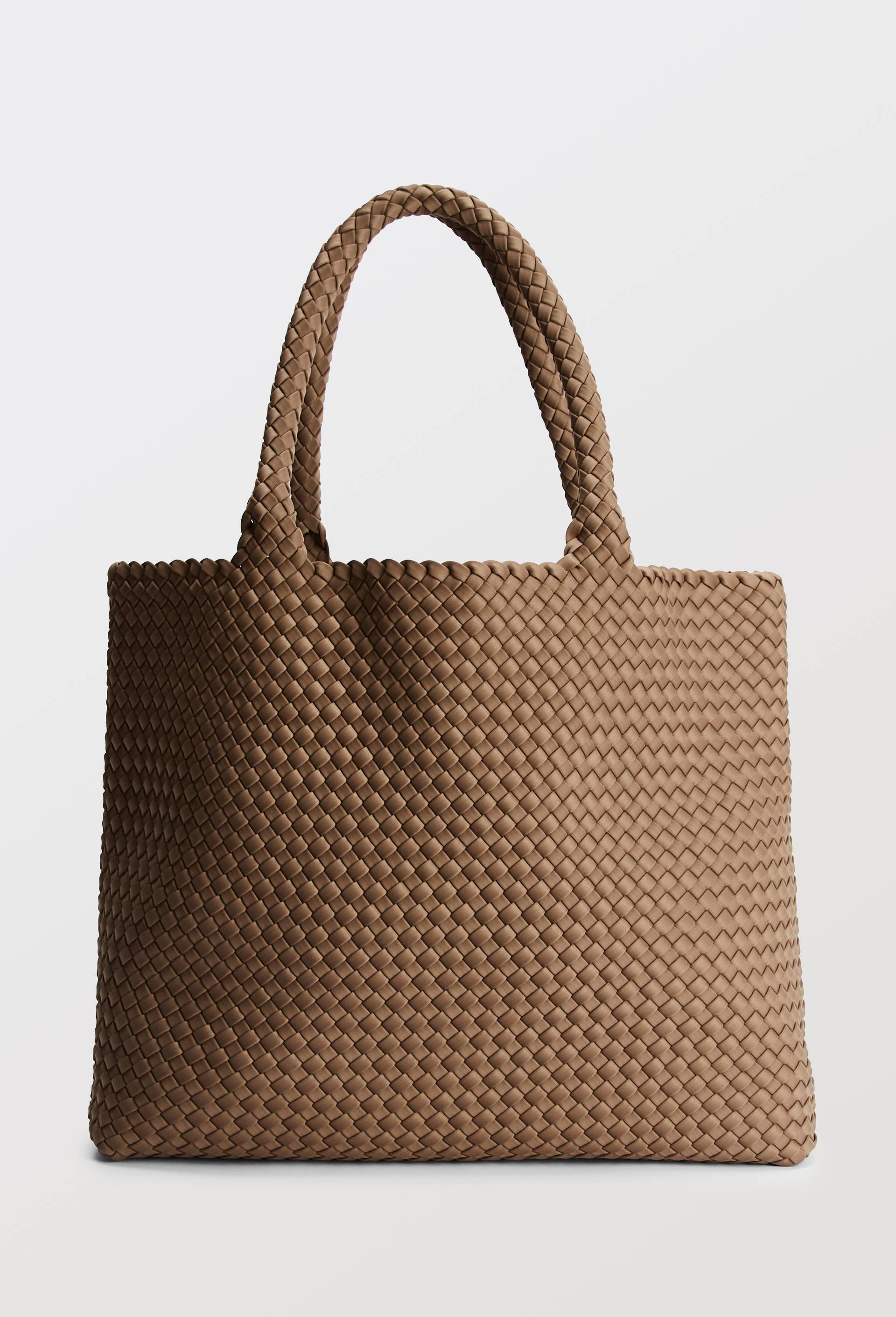 Maxi cabas tress&eacute; en tissu, Beige, large image number 0