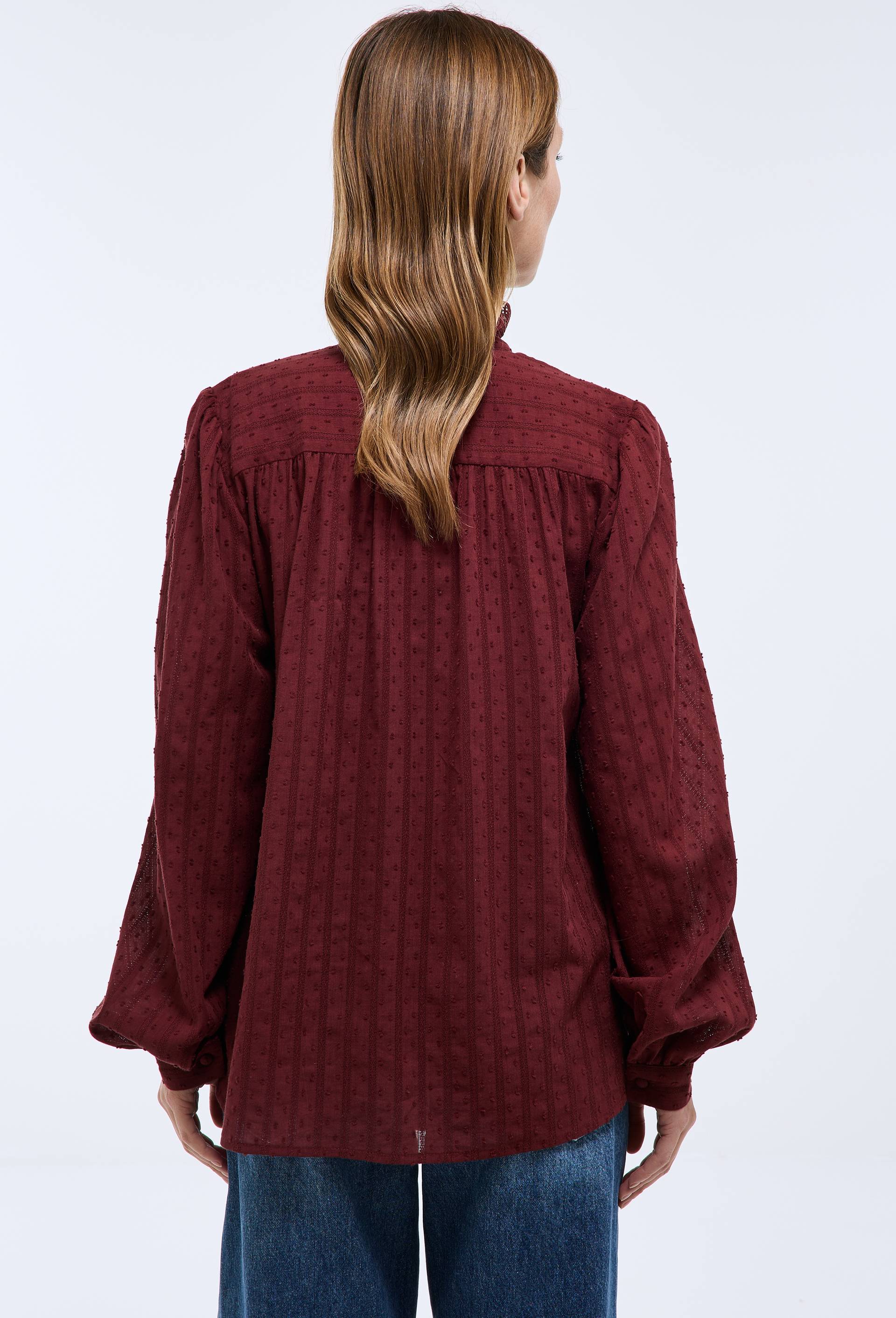 Blouse manches longues unie en coton BIO GOTS, Rouge fonc&eacute;, large image number 1