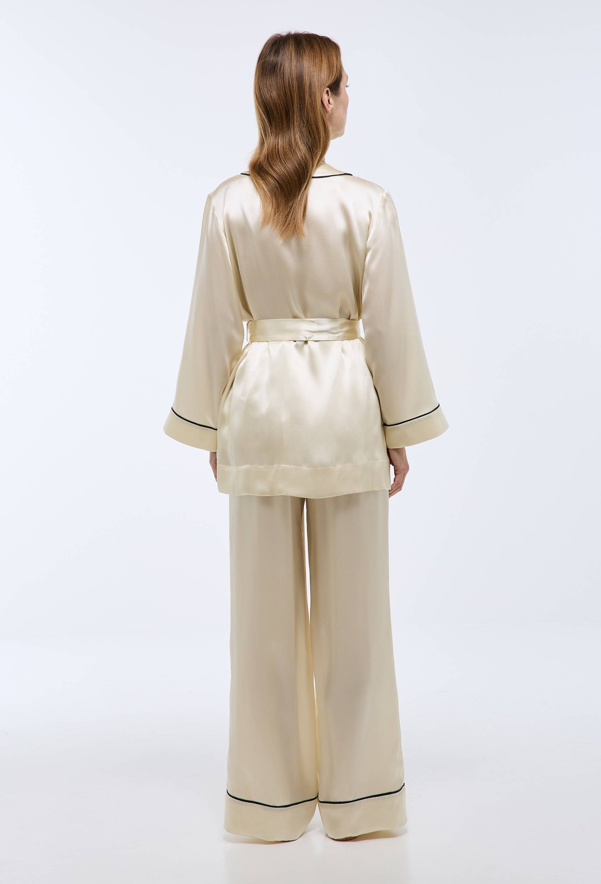 Kimono uni en soie, Ecru, large image number 1.0