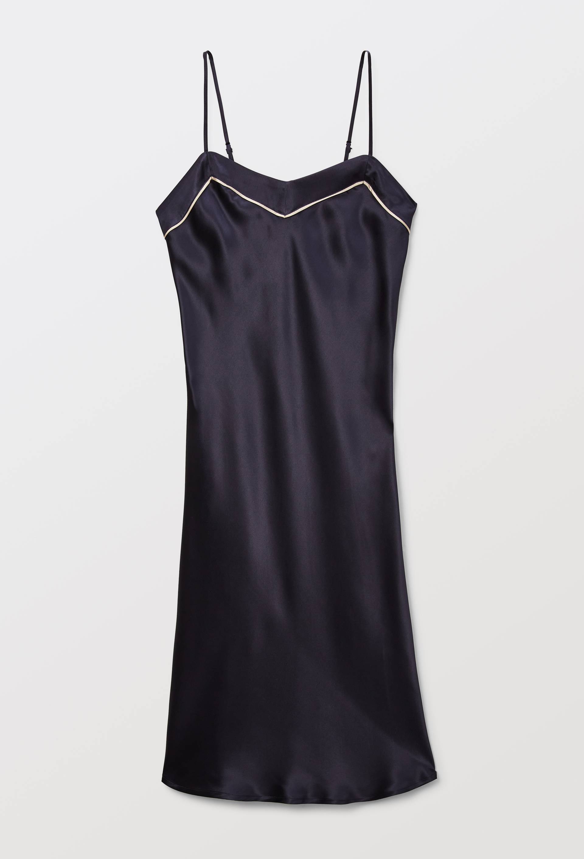 Chemise de nuit unie en soie, Bleu fonc&eacute;, large image number 2
