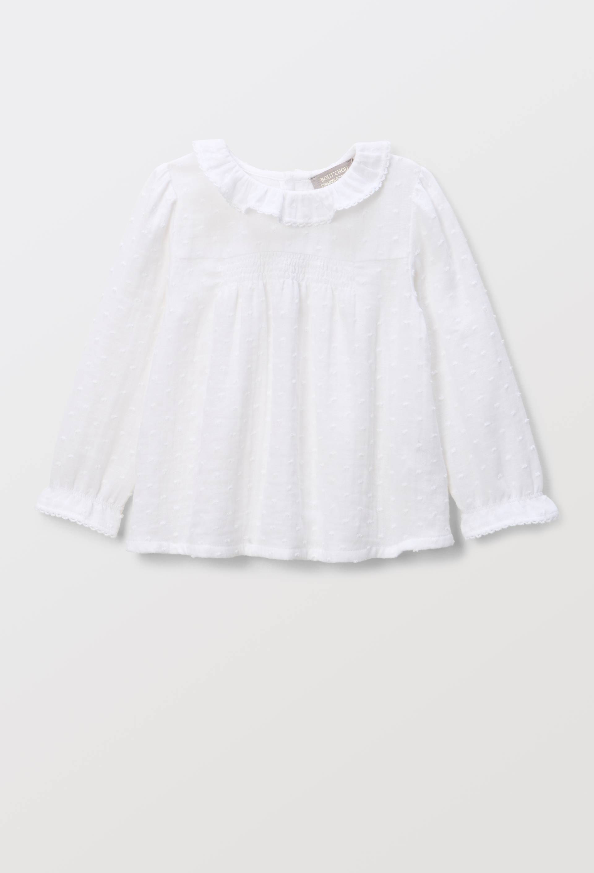 Blouse manches longues unie en gaze de coton BIO GOTS, Blanc, large image number 0
