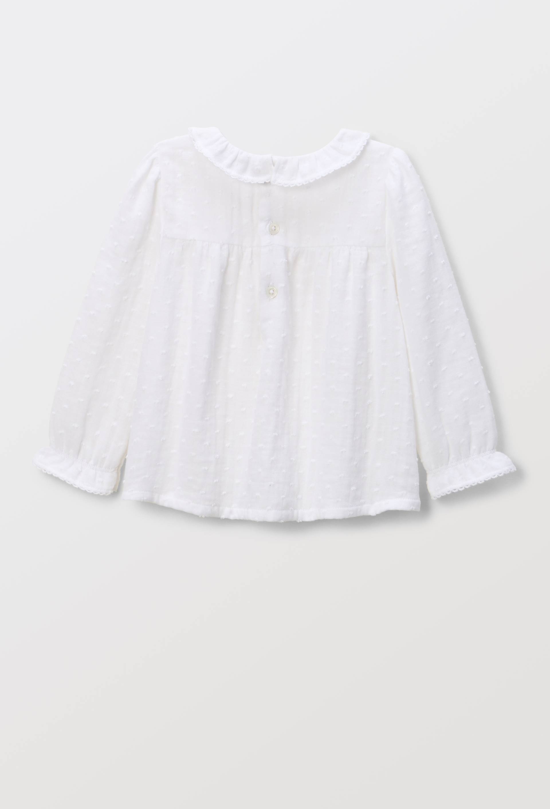 Blouse manches longues unie en gaze de coton BIO GOTS, Blanc, large image number 1