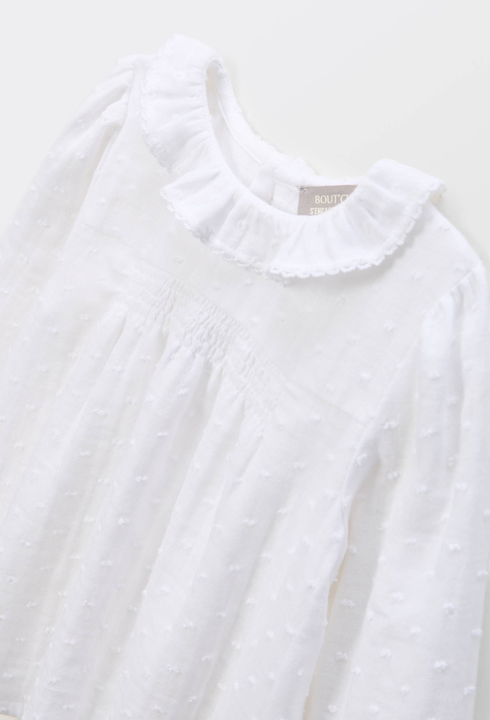 Blouse manches longues unie en gaze de coton BIO GOTS, Blanc, large image number 2