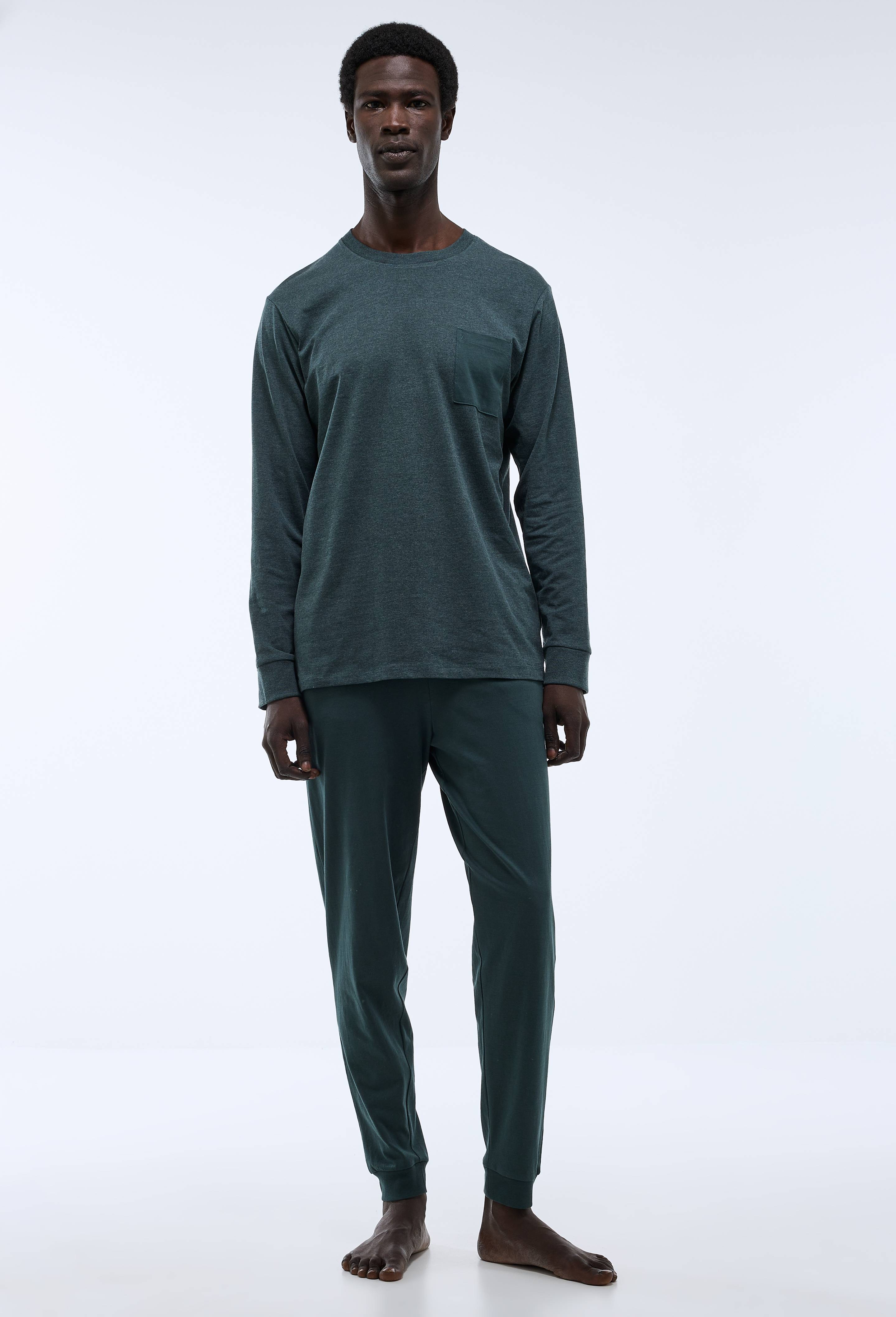 Pyjama T-shirt manches longues et pantalon en jersey de coton BIO GOTS, Vert fonc&eacute;, swatch image