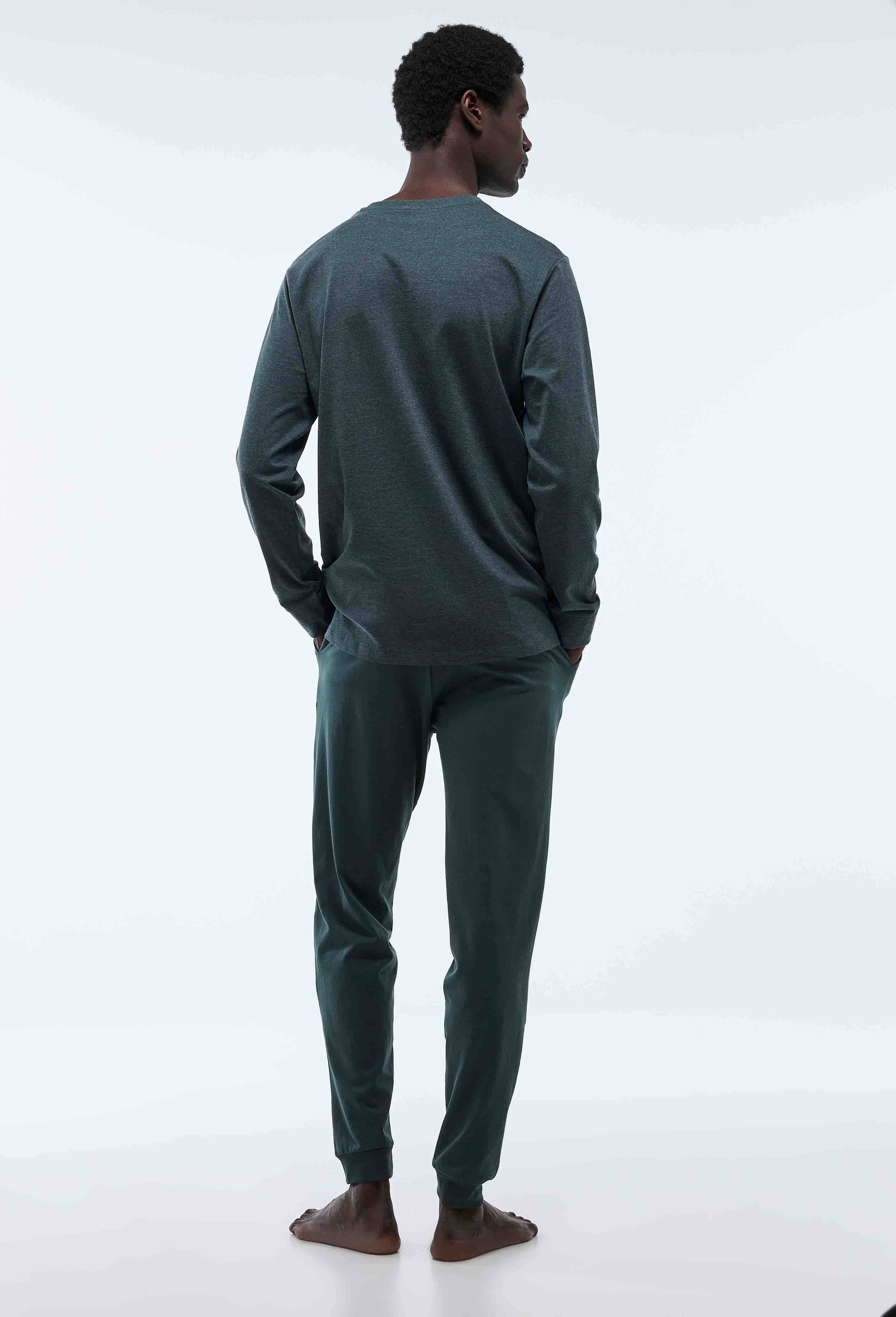 Pyjama T-shirt manches longues et pantalon en jersey de coton BIO GOTS, Vert fonc&eacute;, large image number 1.0