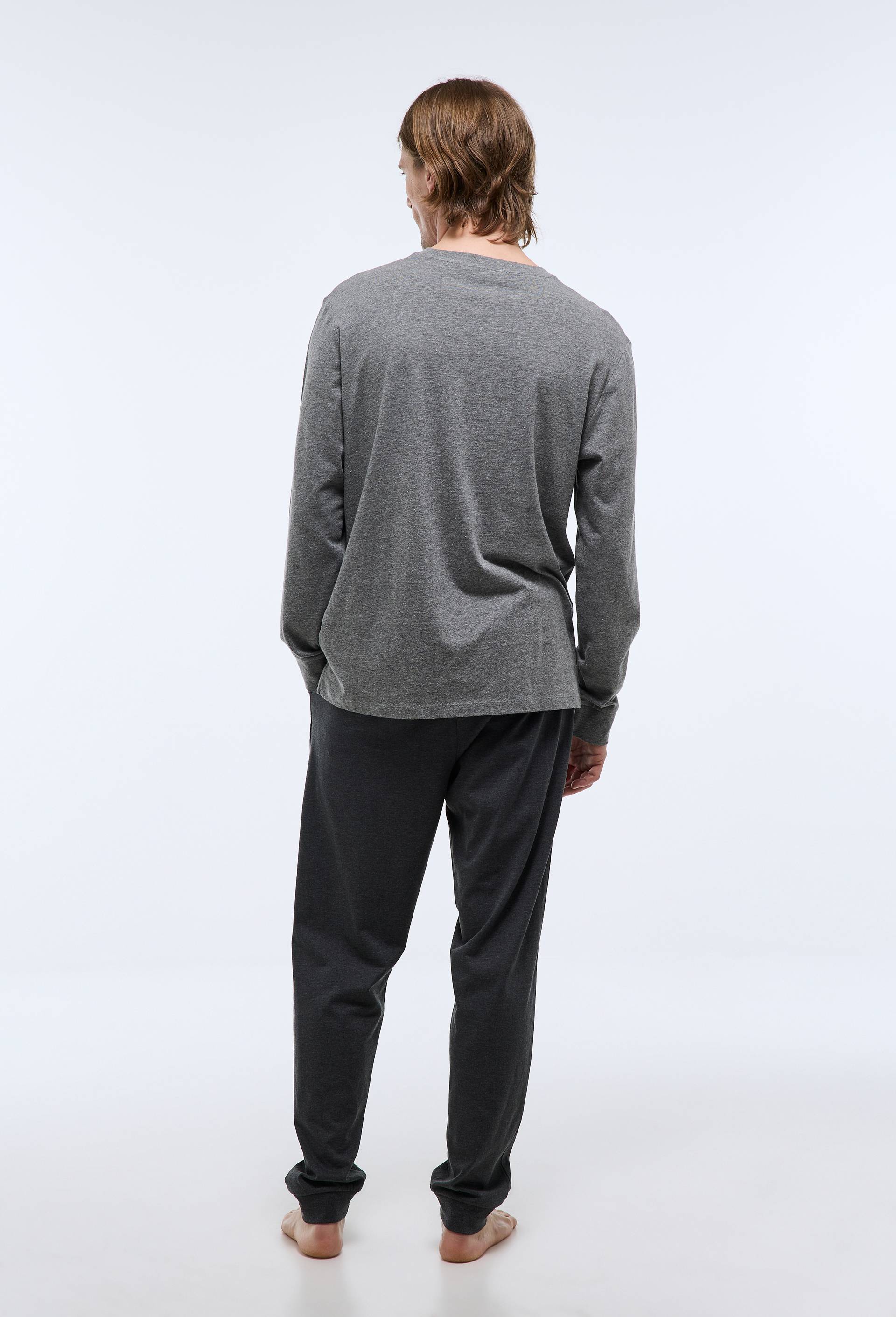 Pyjama T-shirt manches longues et pantalon en jersey de coton BIO GOTS, Gris fonc&eacute;, large image number 1