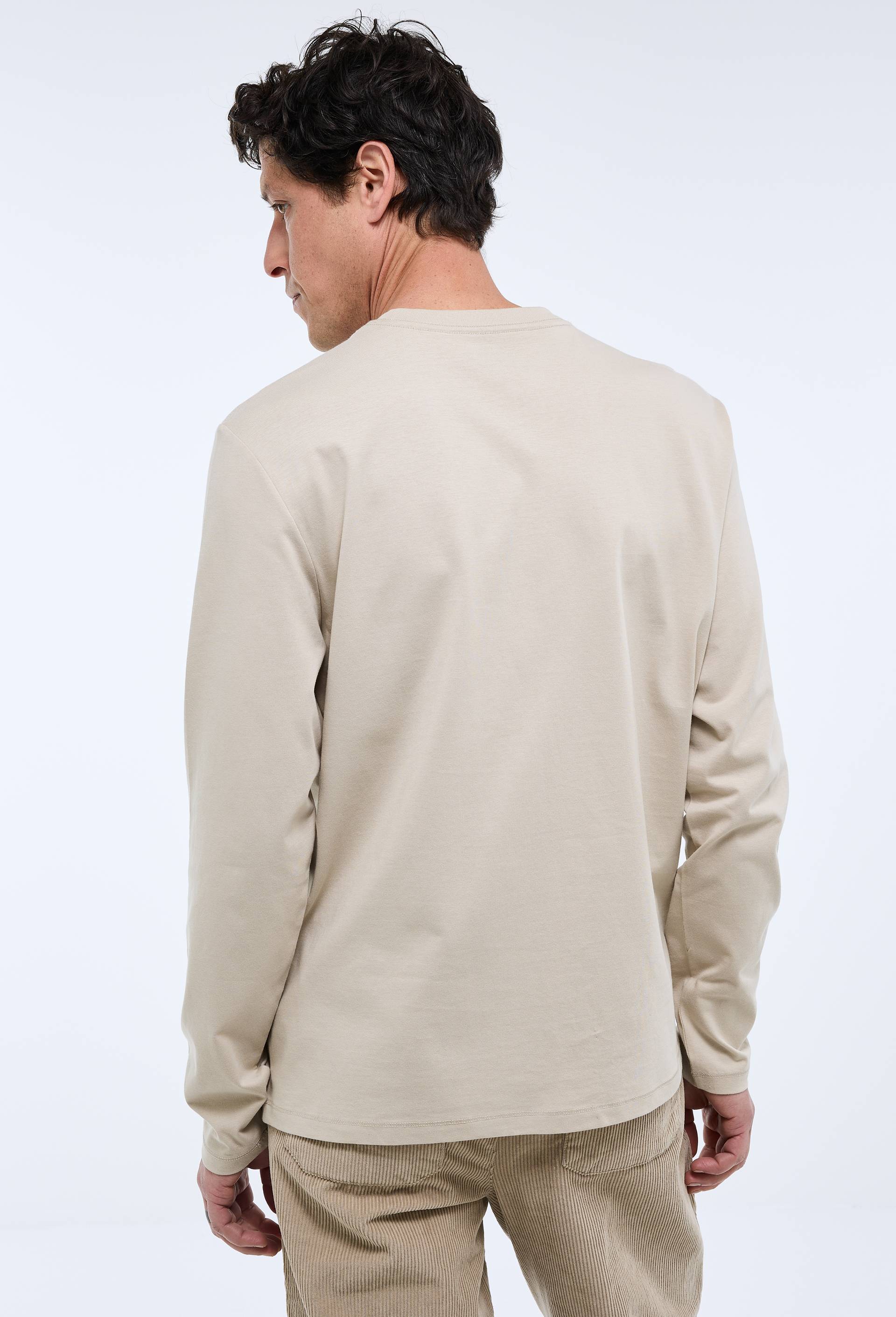 T-shirt col rond manches longues en coton BIO GOTS, Beige clair, large image number 1