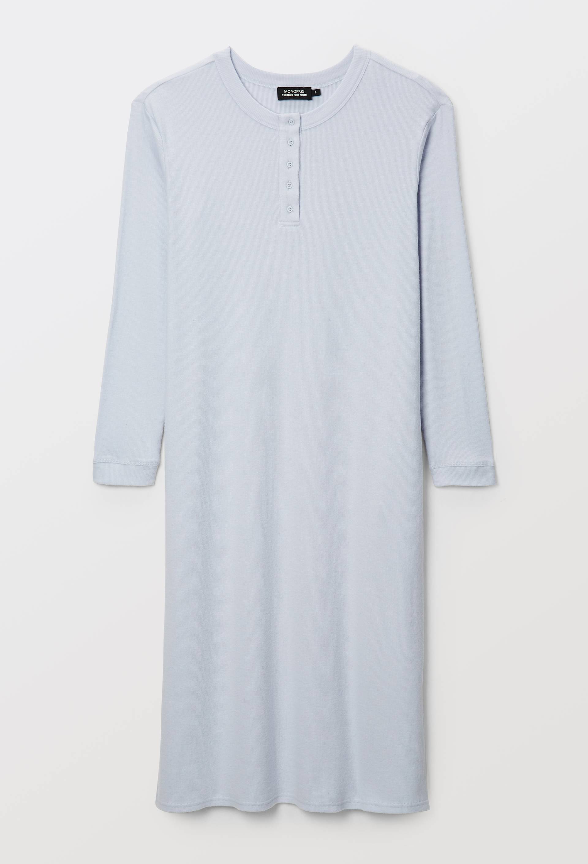 Chemise de nuit c&ocirc;tel&eacute;e en coton et modal, Bleu clair, large image number 2.0