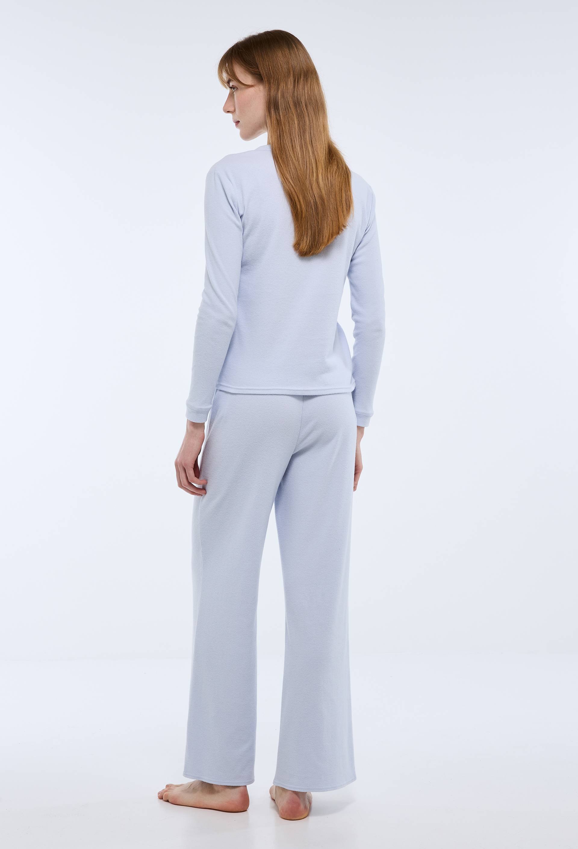 T shirt de pyjama c&ocirc;tel&eacute; en coton et modal, Bleu clair, large image number 1