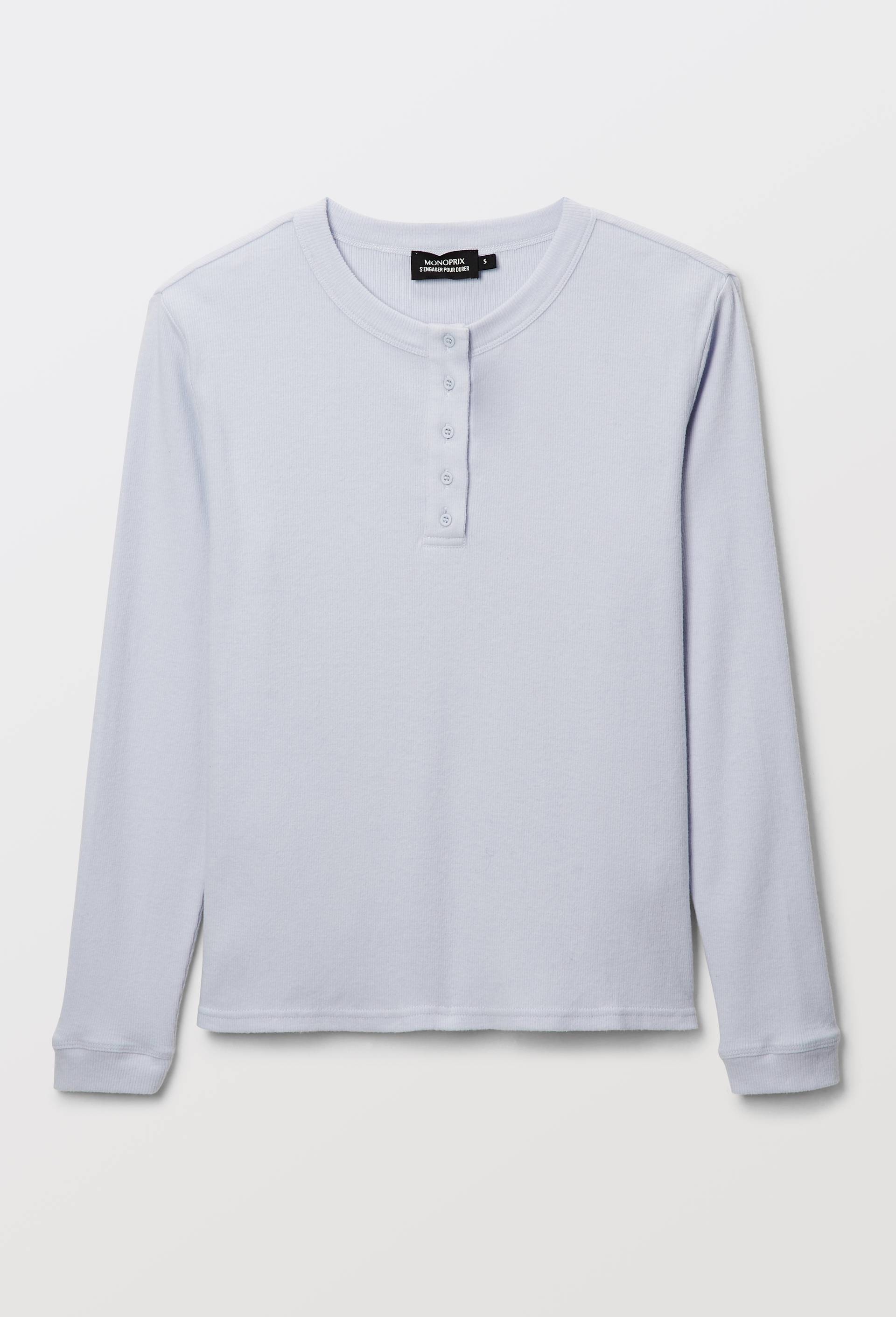 T shirt de pyjama c&ocirc;tel&eacute; en coton et modal, Bleu clair, large image number 2