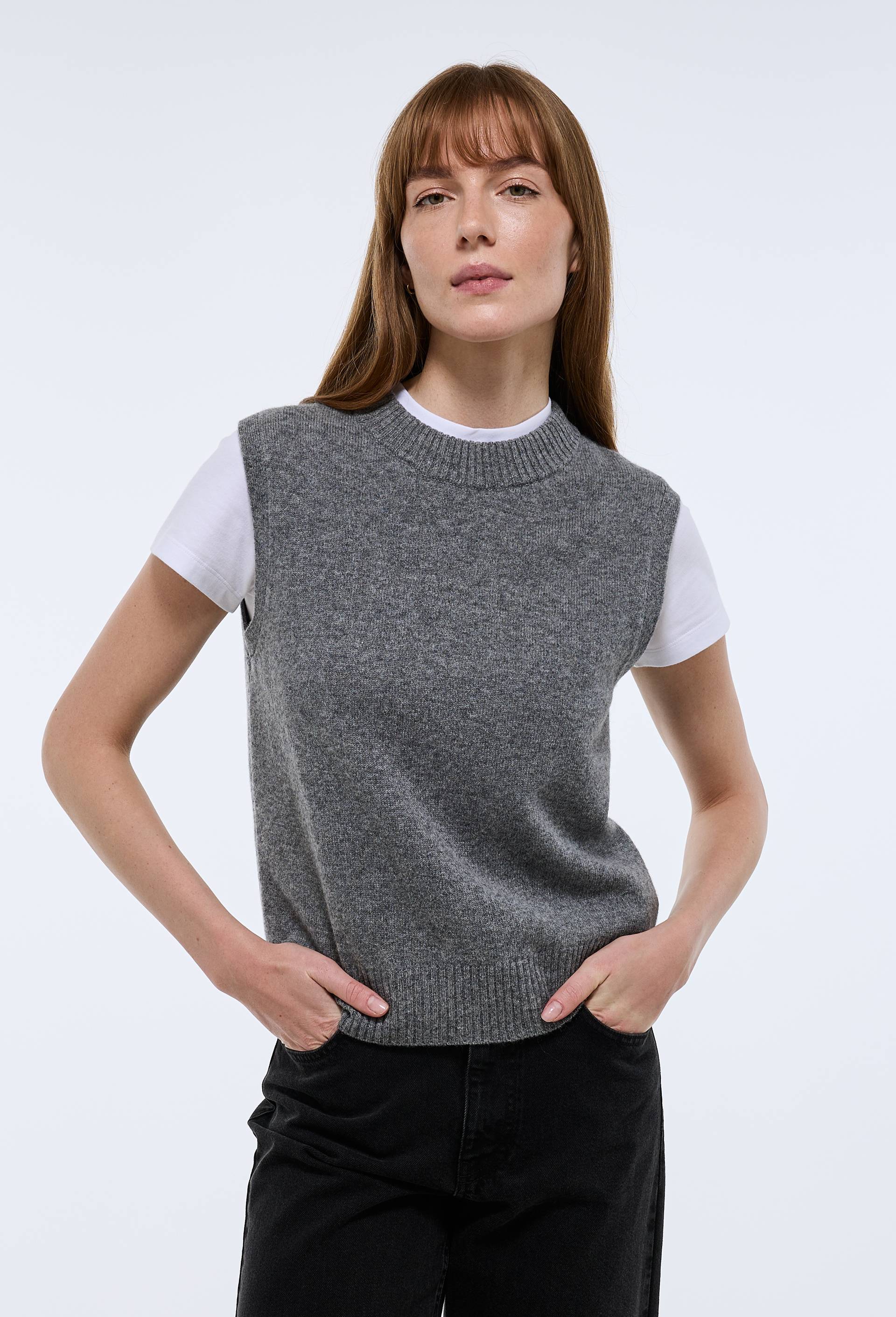 Pull sans manches en laine, Gris, large image number 0