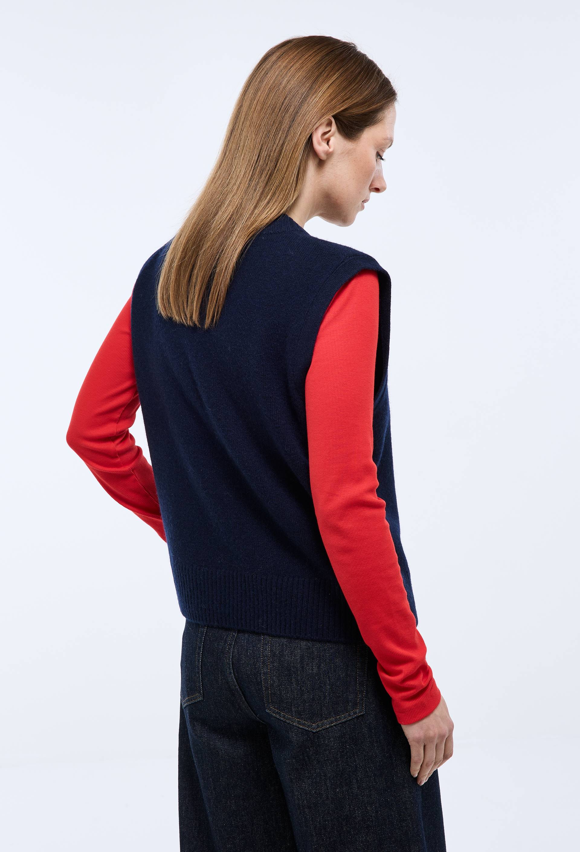 Pull sans manches en laine, Bleu fonc&eacute;, large image number 1.0