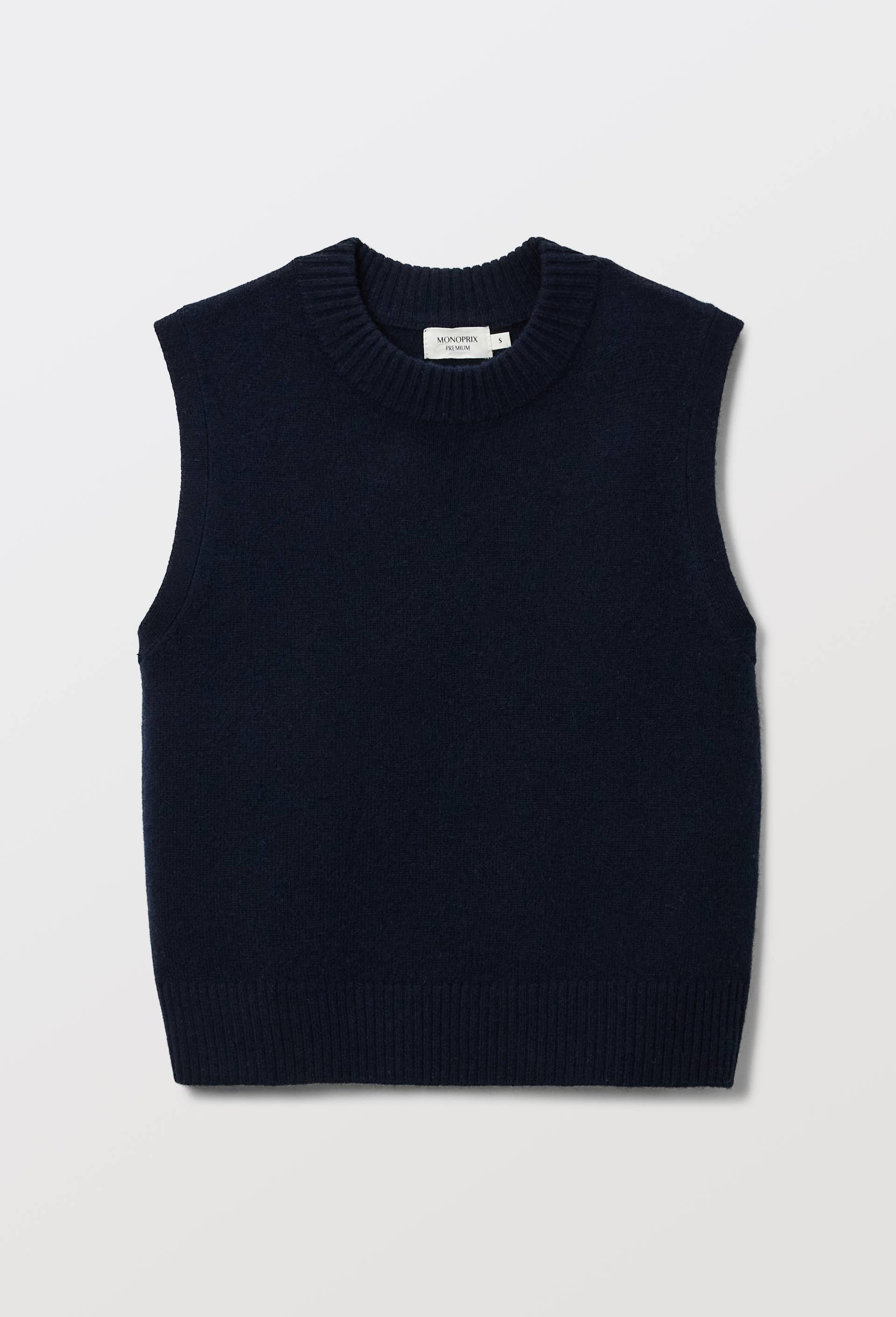 Pull sans manches en laine, Bleu fonc&eacute;, large image number 2