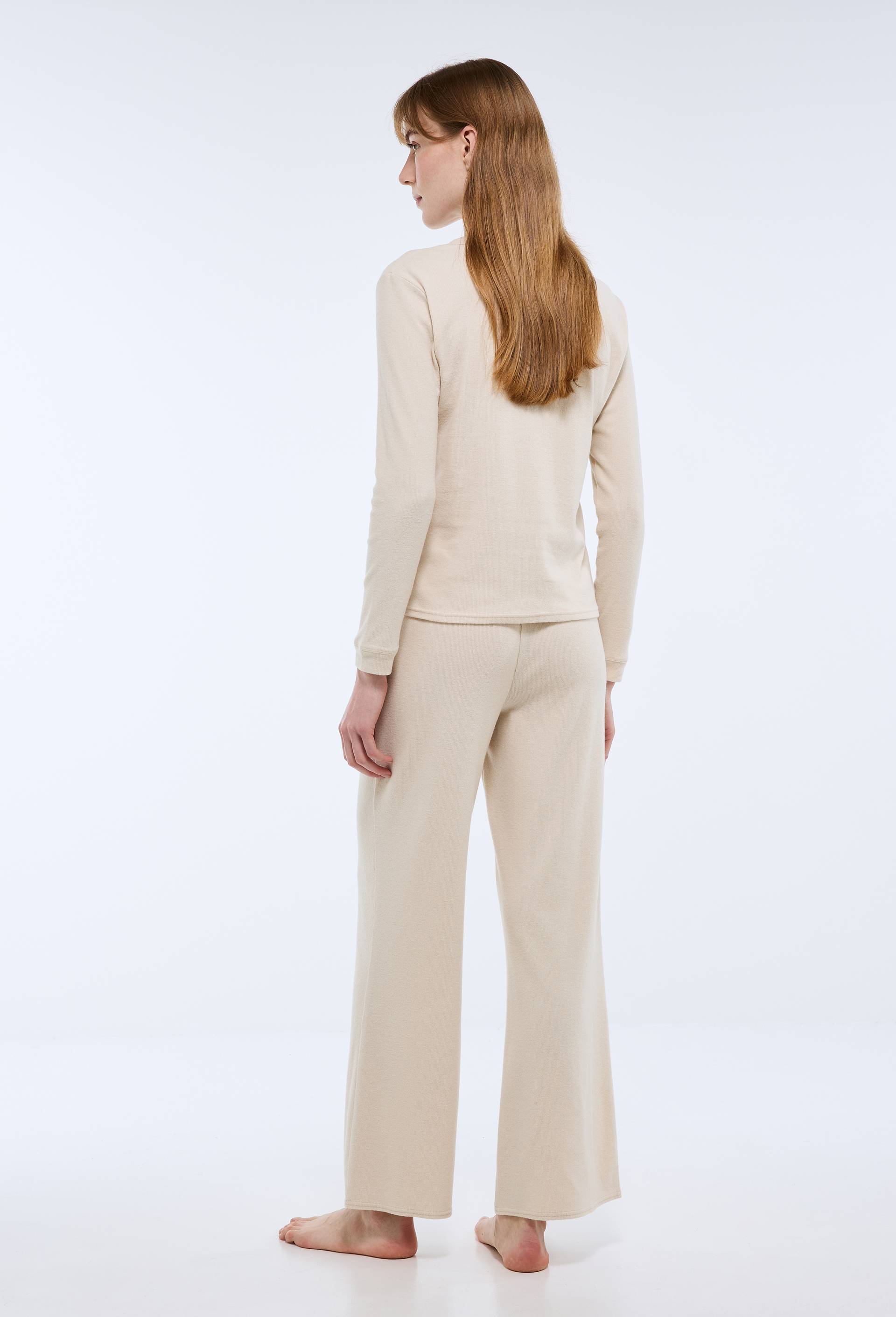 Pantalon de pyjama c&ocirc;tel&eacute; en coton et modal, Brun clair, large image number 1