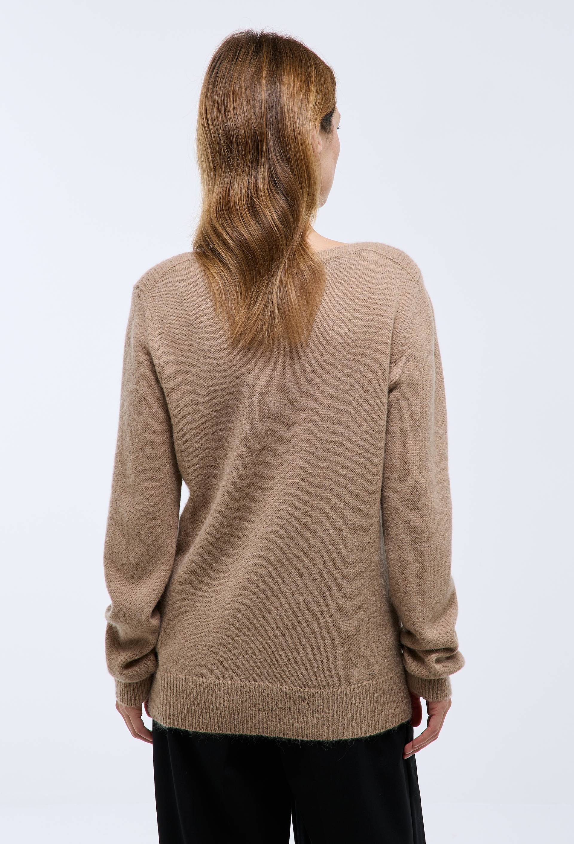 Pull col bateau uni contenant de l'alpaga, Beige, large image number 1