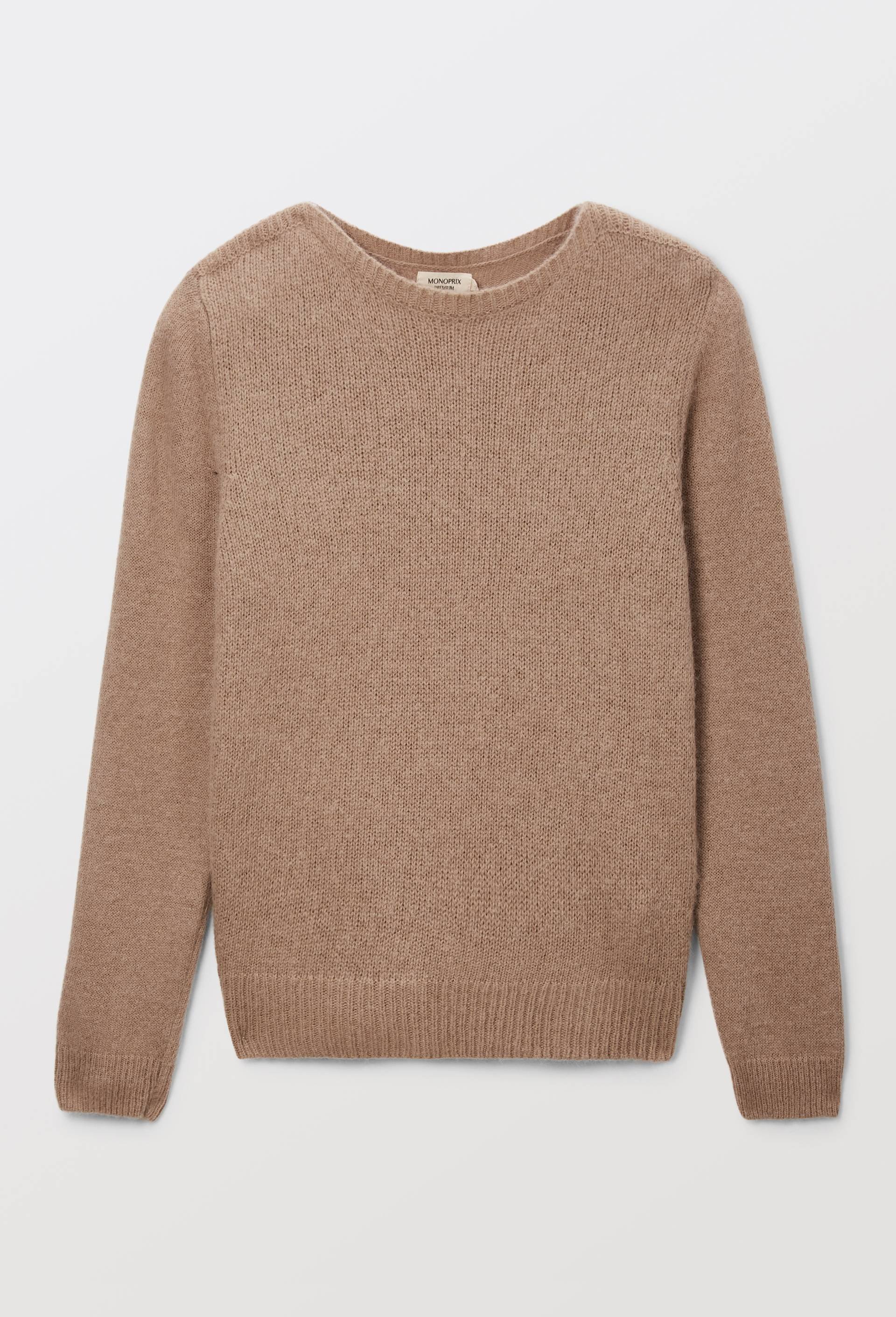Pull col bateau uni contenant de l'alpaga, Beige, large image number 2