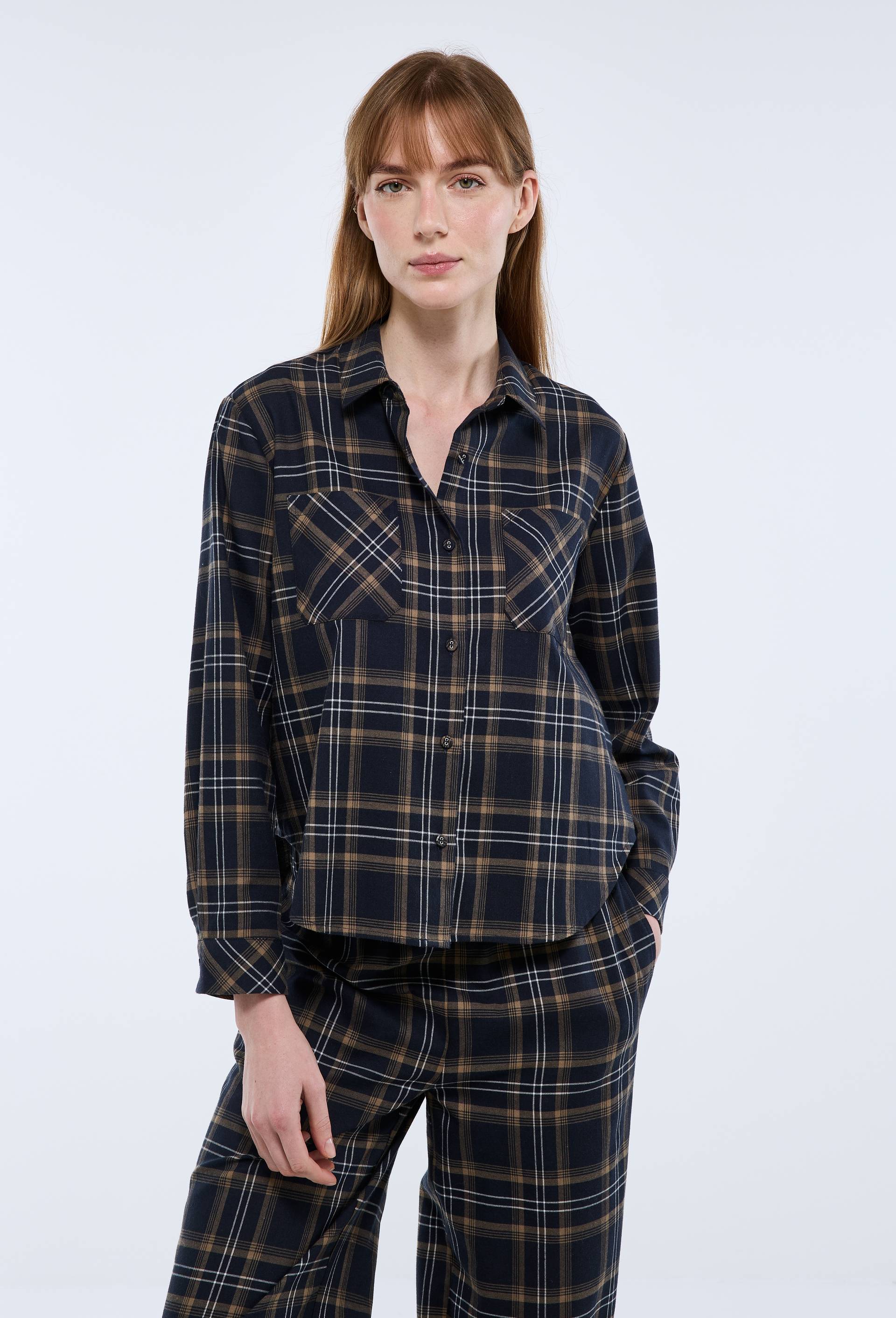 Chemise de pyjama &agrave; carreaux, Bleu fonc&eacute;, large image number 0