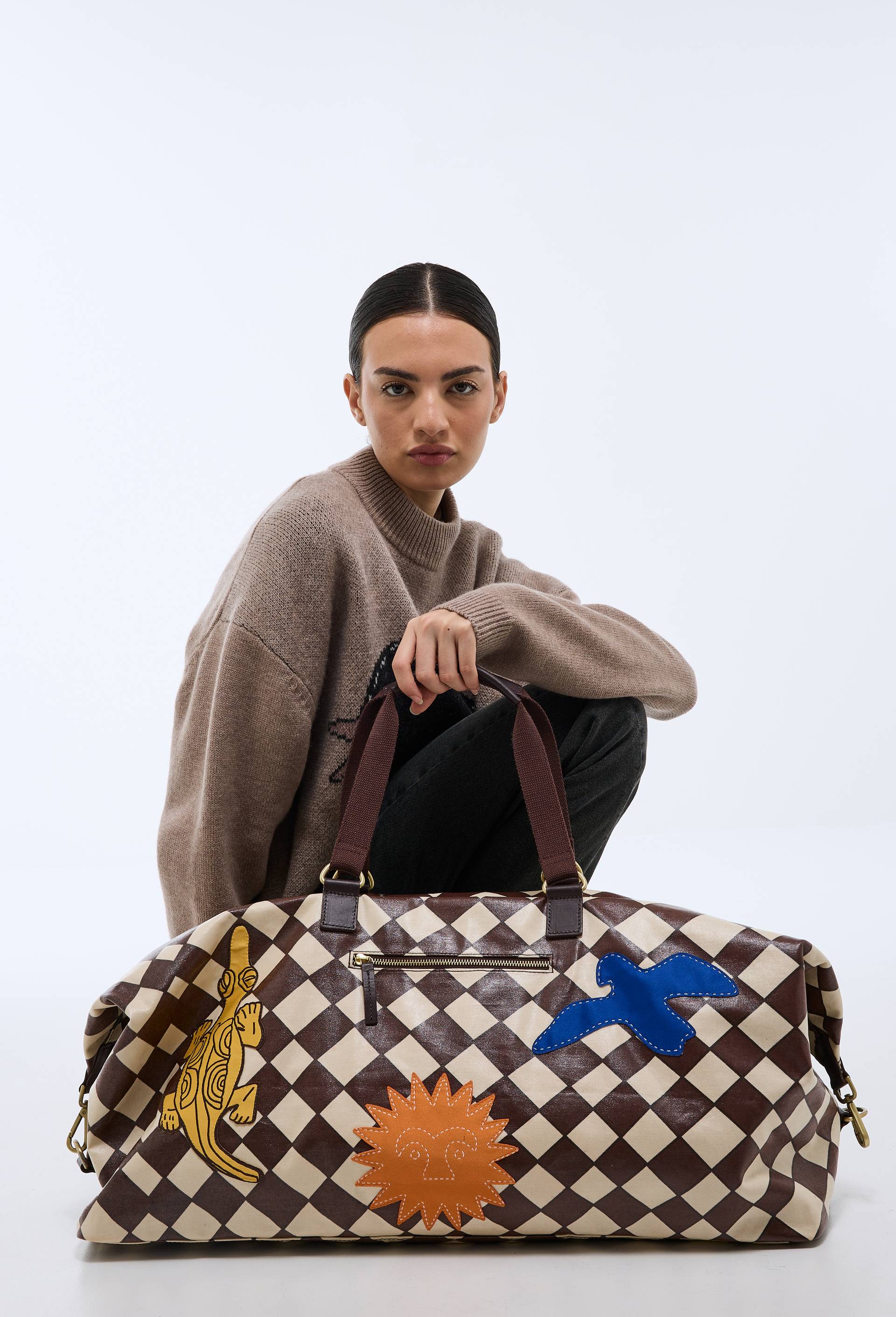 Sac en coton enduit BIO GOTS 40 x 23 x 65cm - MAISON CHATEAU ROUGE X MONOPRIX BRUN FONCE pour femme MONOPRIX CREATEURS