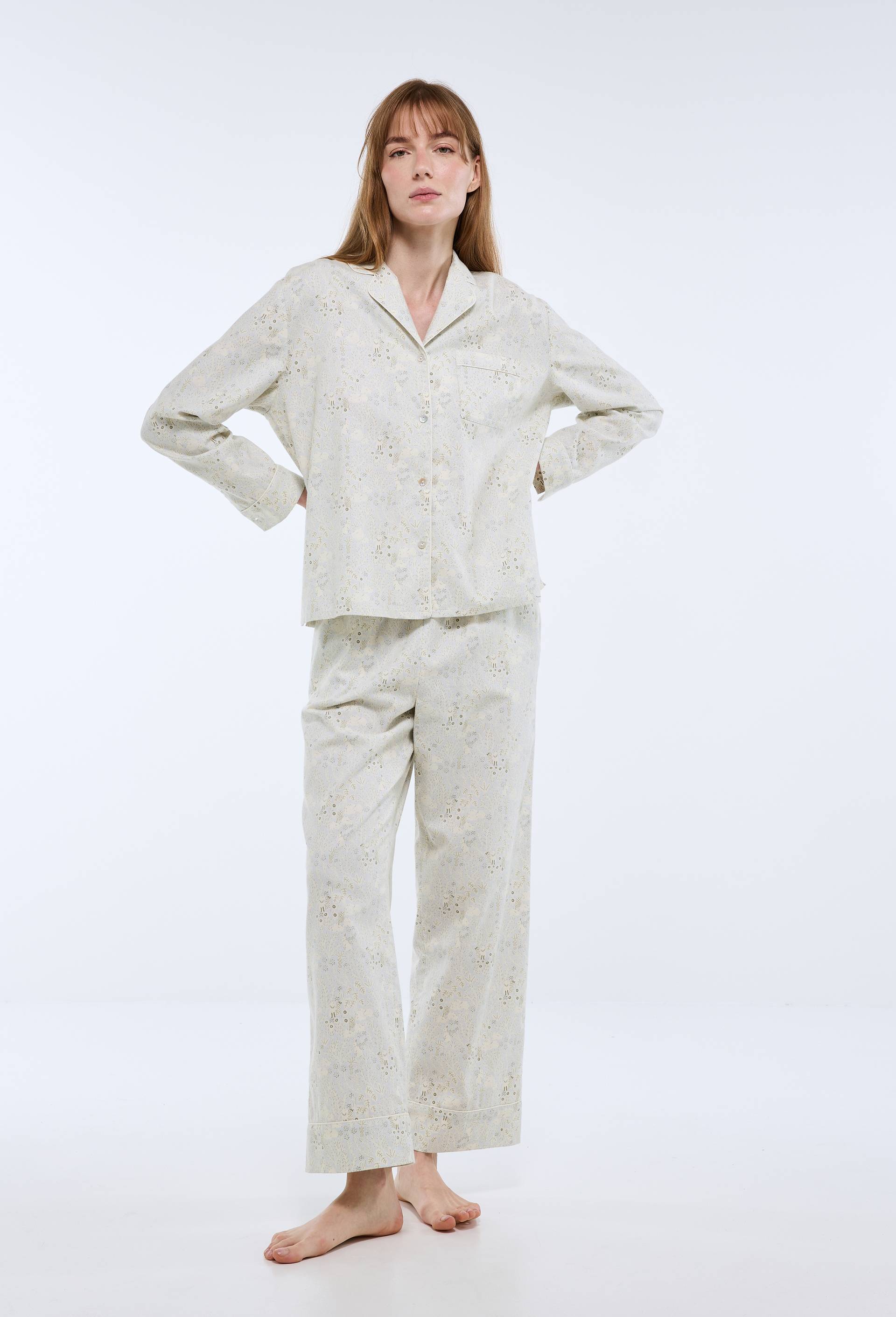 Pyjama imprim&eacute; en voile de coton BIO, Bleu clair, large image number 0.0