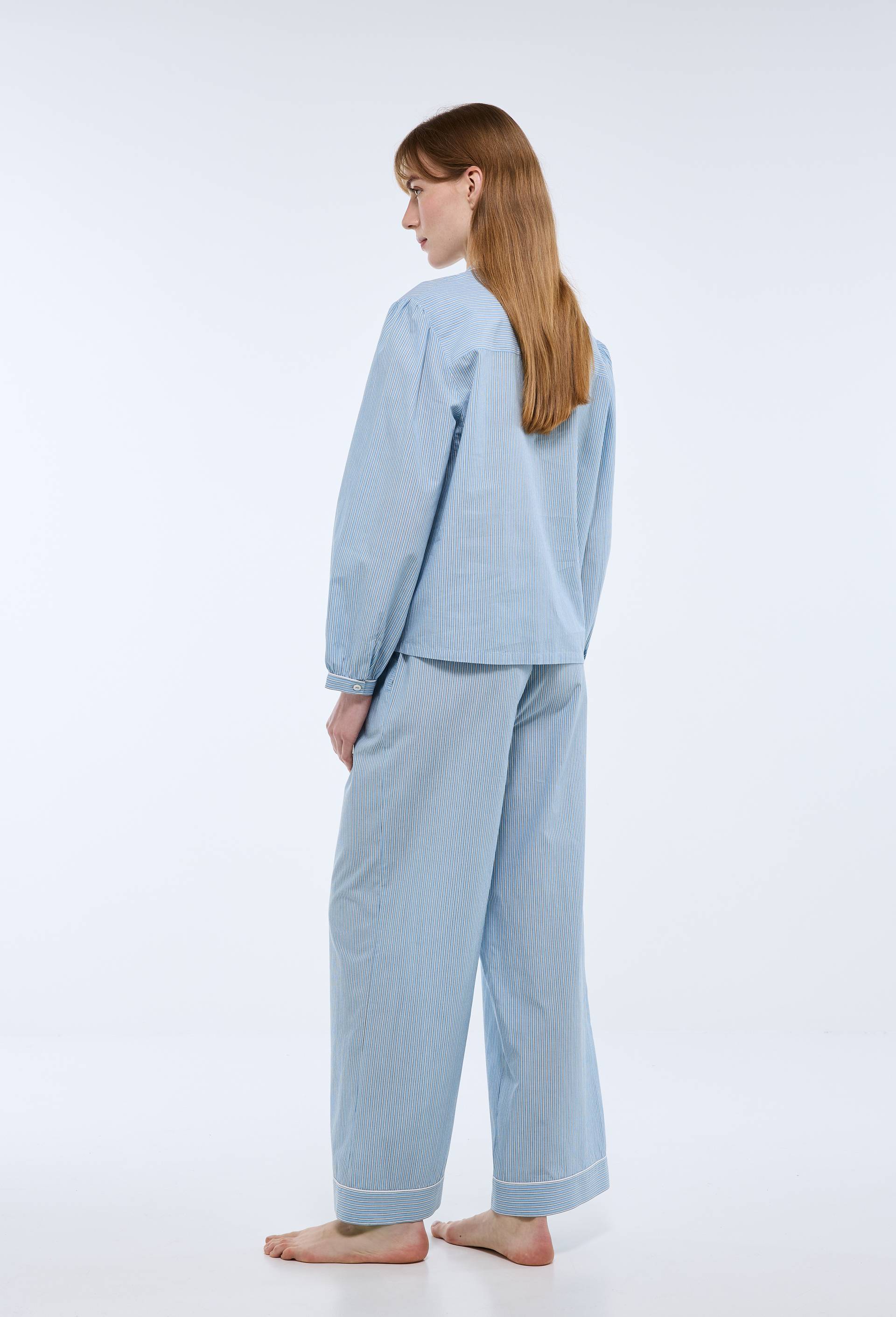 Pyjama ray&eacute; en coton BIO GOTS, Bleu clair, large image number 1