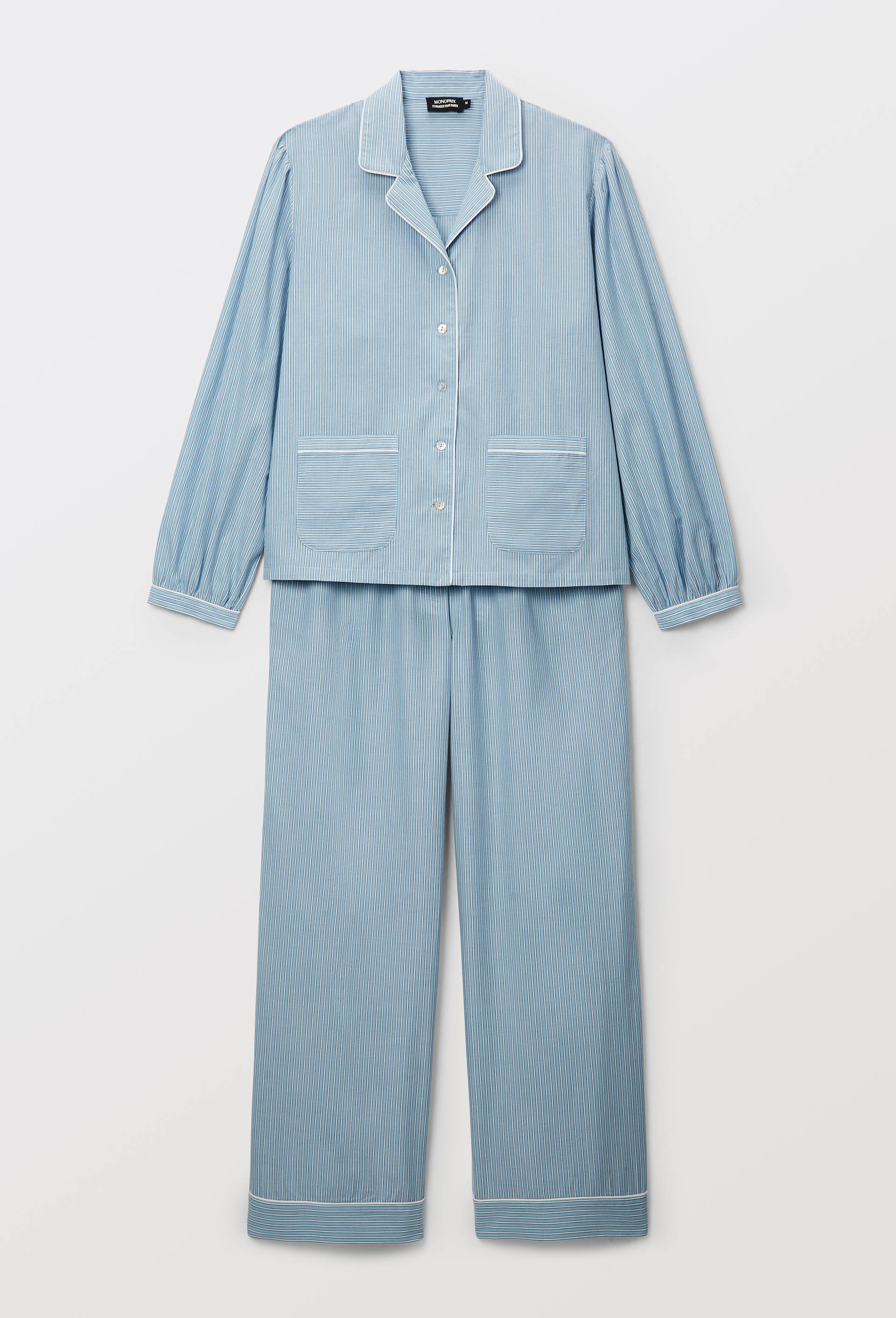 Pyjama ray&eacute; en coton BIO GOTS, Bleu clair, large image number 2.0