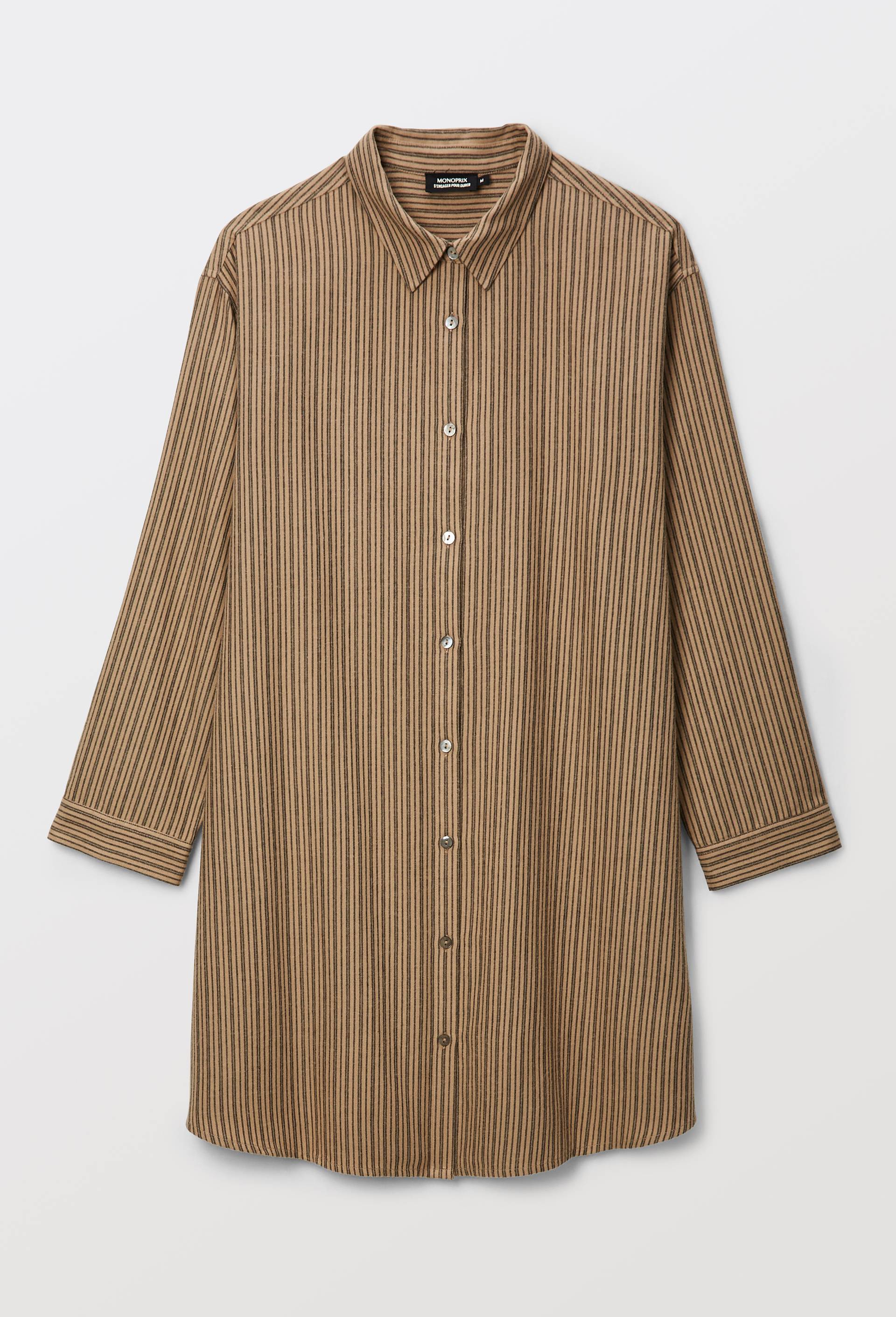 Chemise de nuit en coton gratt&eacute; BIO GOTS, Brun clair, large image number 2.0