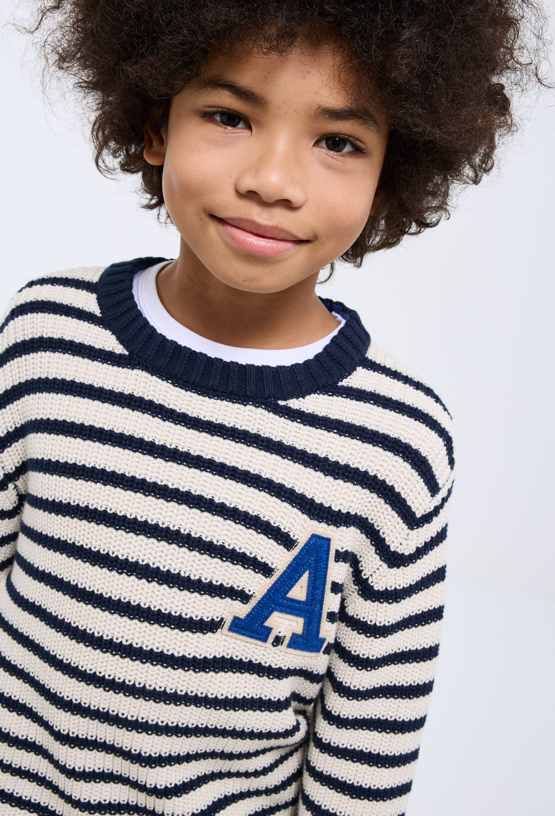 Pull maille avec patch en coton, Beige clair, large image number 0