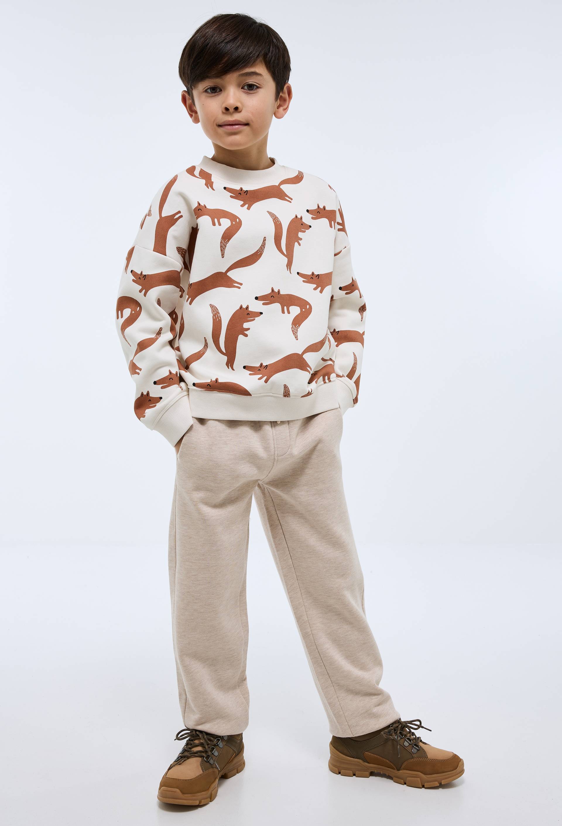Jogging chaud uni en coton BIO GOTS, Beige, large image number 0