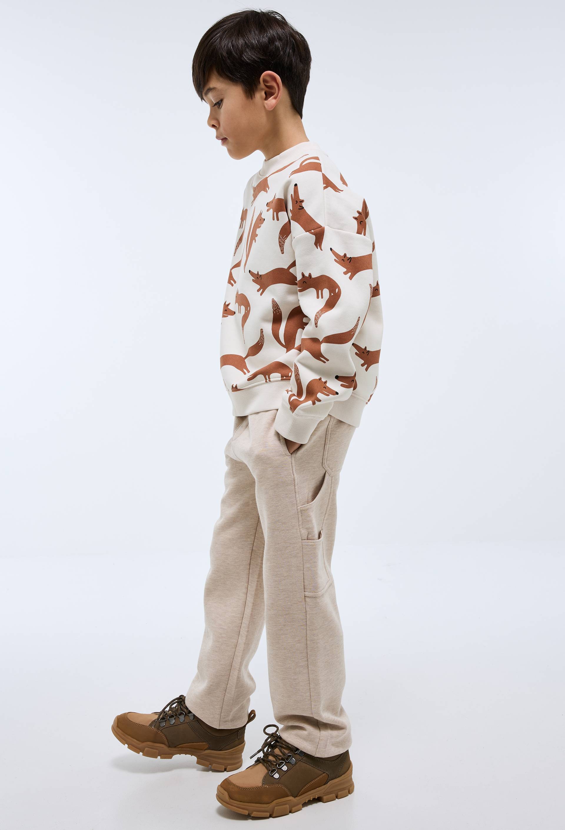 Jogging chaud uni en coton BIO GOTS, Beige, large image number 1