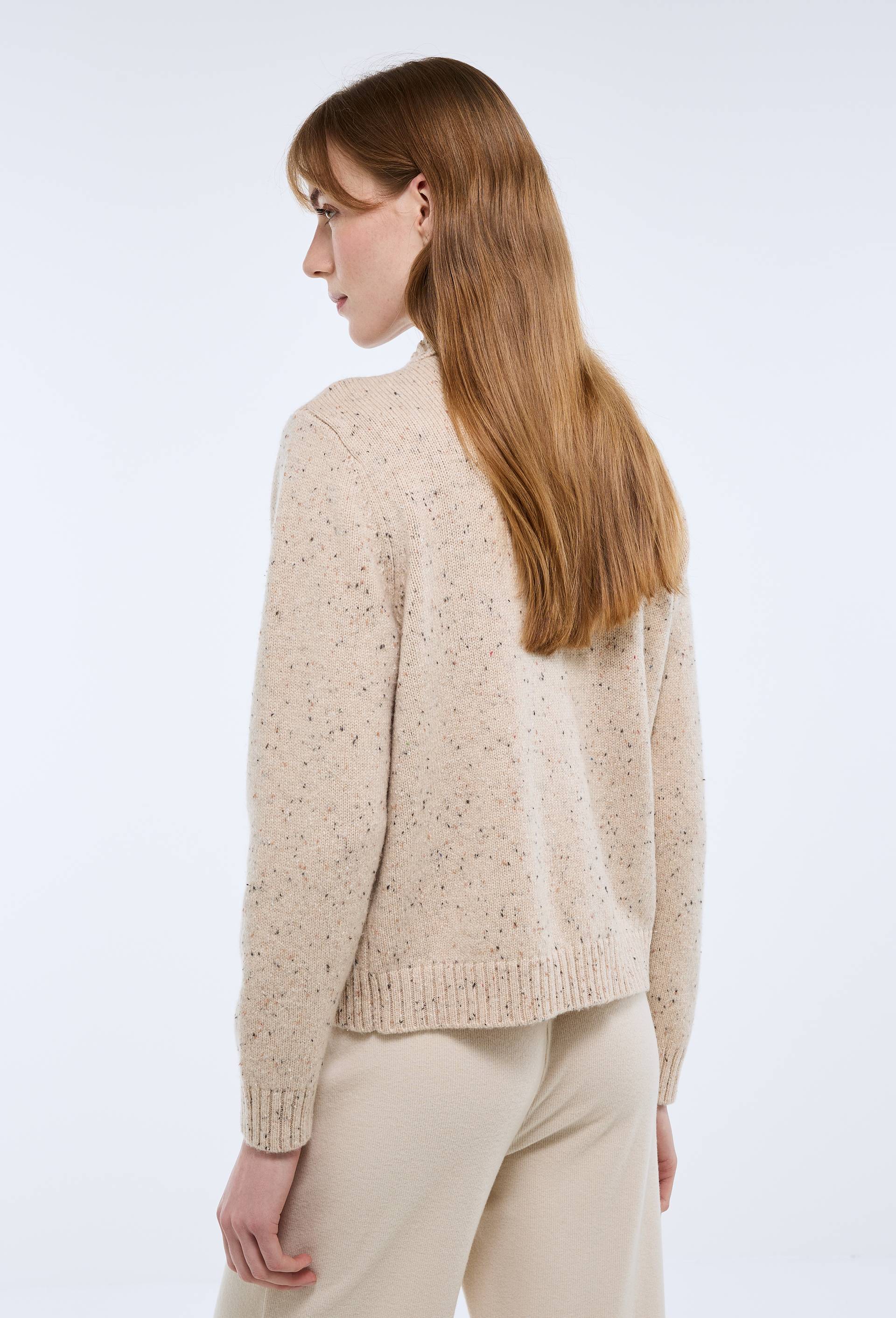 Gilet &agrave; manches longues en laine et polyamide, Beige clair, large image number 2