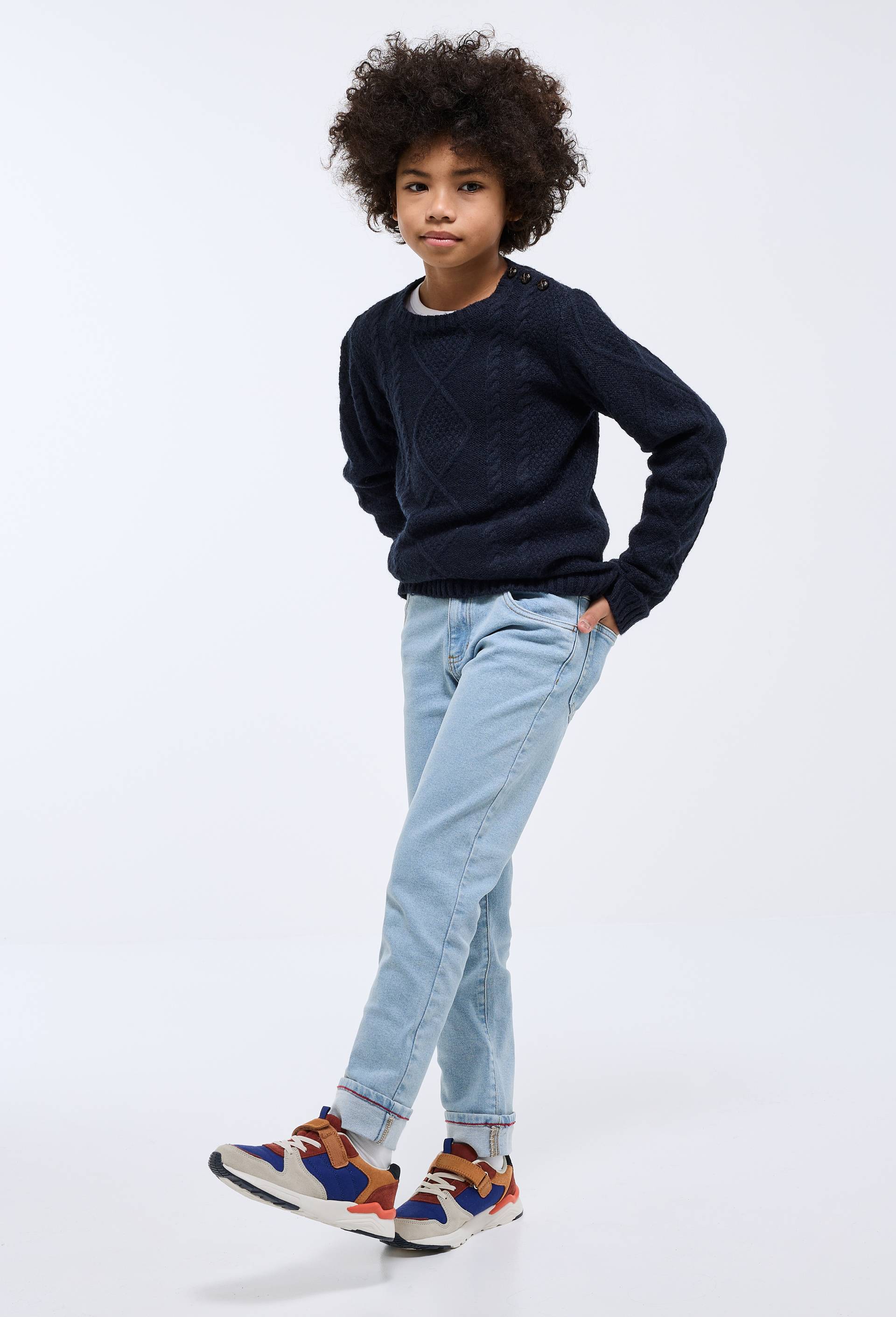 Jean droit en coton BIO GOTS, Bleu clair, swatch image