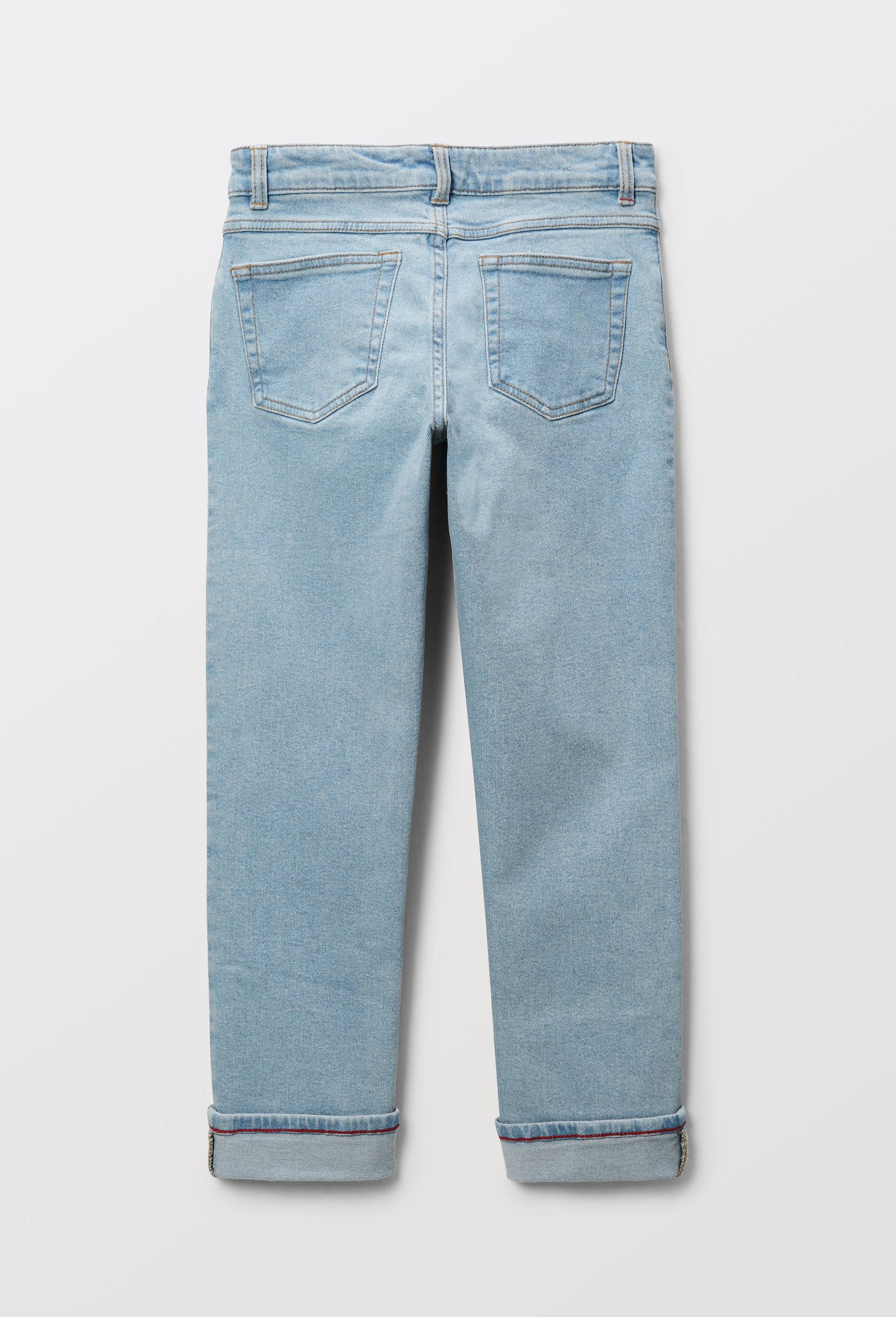 Jean droit taille &eacute;lastiqu&eacute;e en coton BIO GOTS, Bleu clair, large image number 2