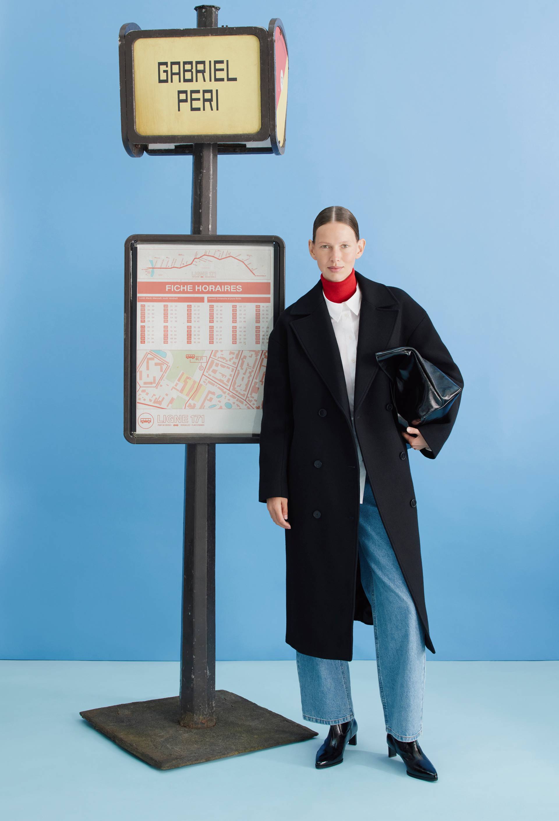 Manteau uni double boutonnage contenant de la laine, Noir, large image number 1.0