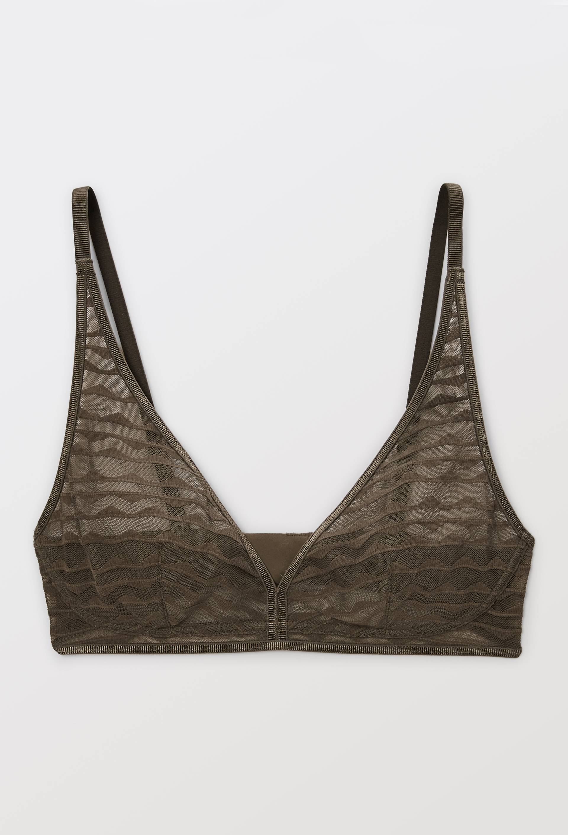 Soutien-gorge triangle foulard FATOU en dentelle, Vert fonc&eacute;, large image number 2