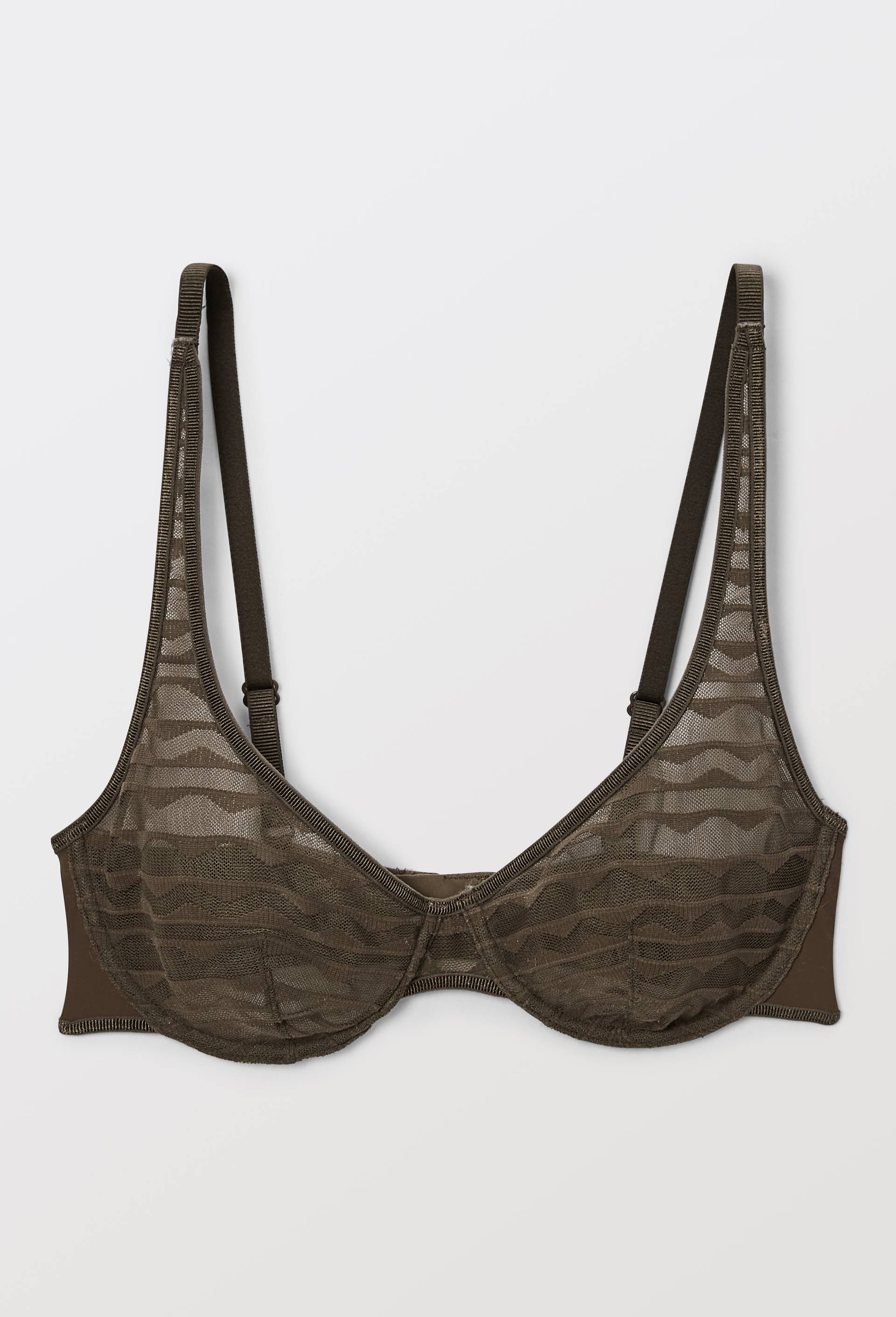 Soutien-gorge corbeille balconnet FATOU en dentelle, Vert fonc&eacute;, large image number 2