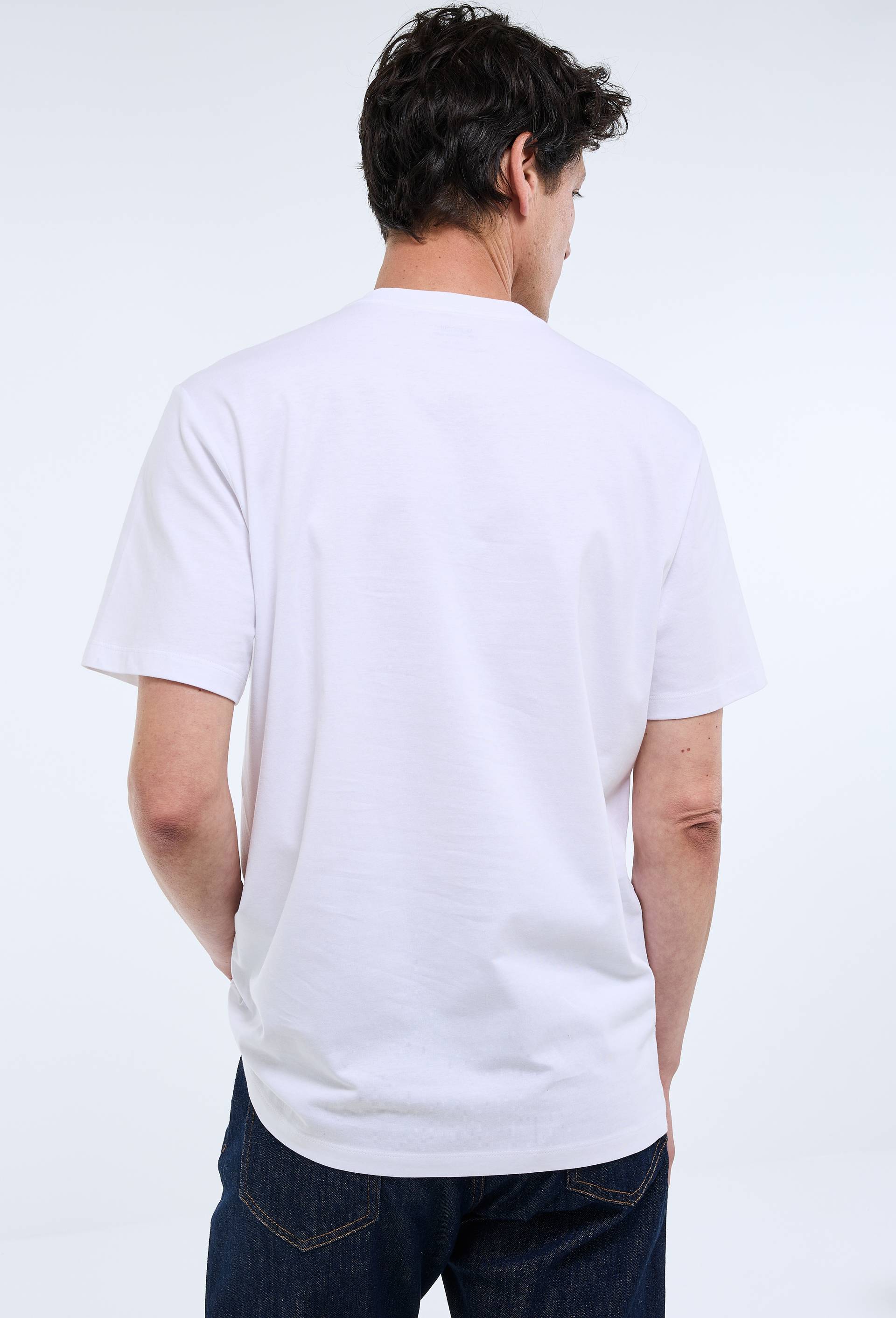 T-shirt manches courtes col v en coton BIO GOTS, Blanc, large image number 1.0