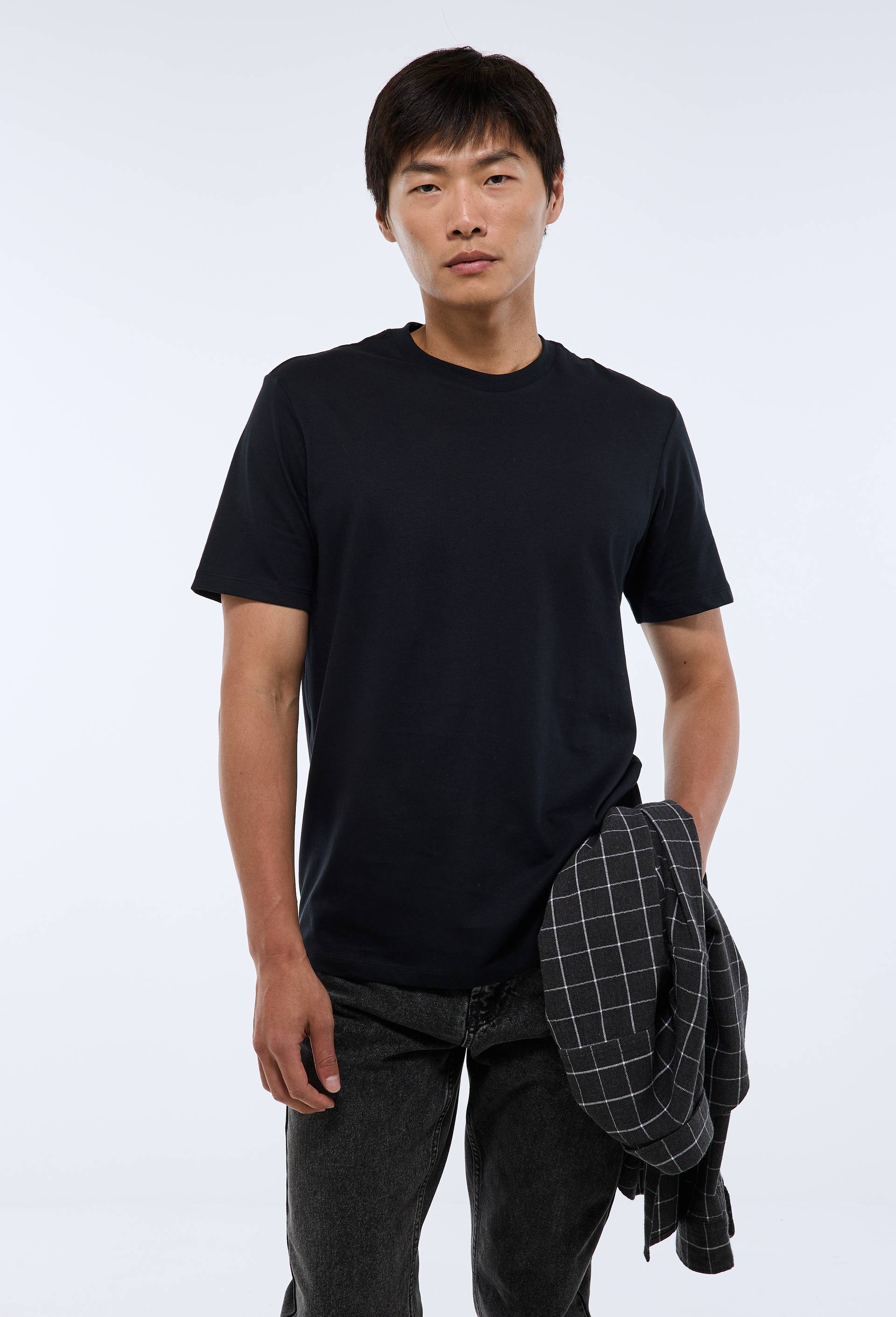 T-shirt manches courtes col rond en coton BIO GOTS, Noir, swatch image