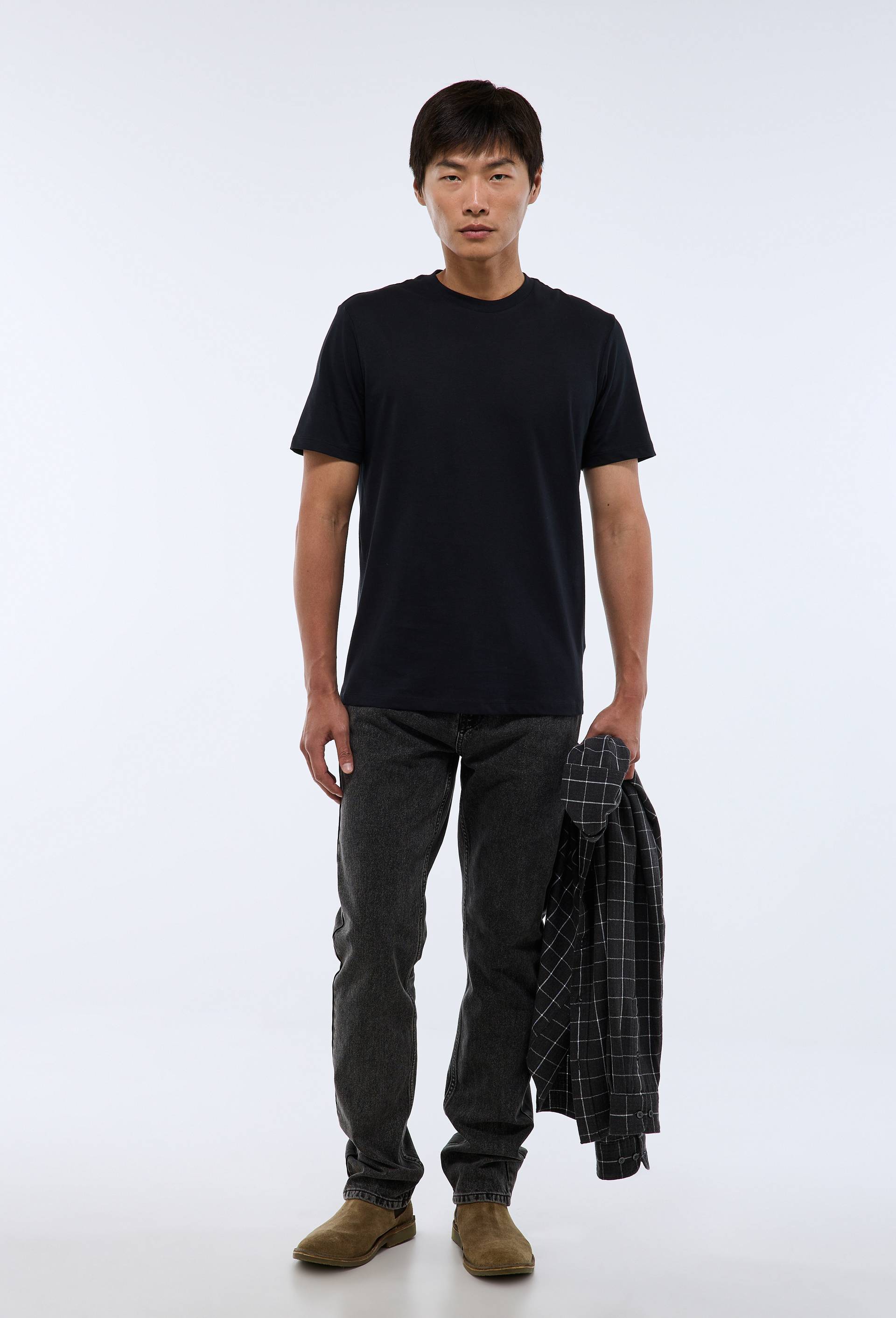 T-shirt manches courtes col rond en coton BIO GOTS, Noir, large image number 1