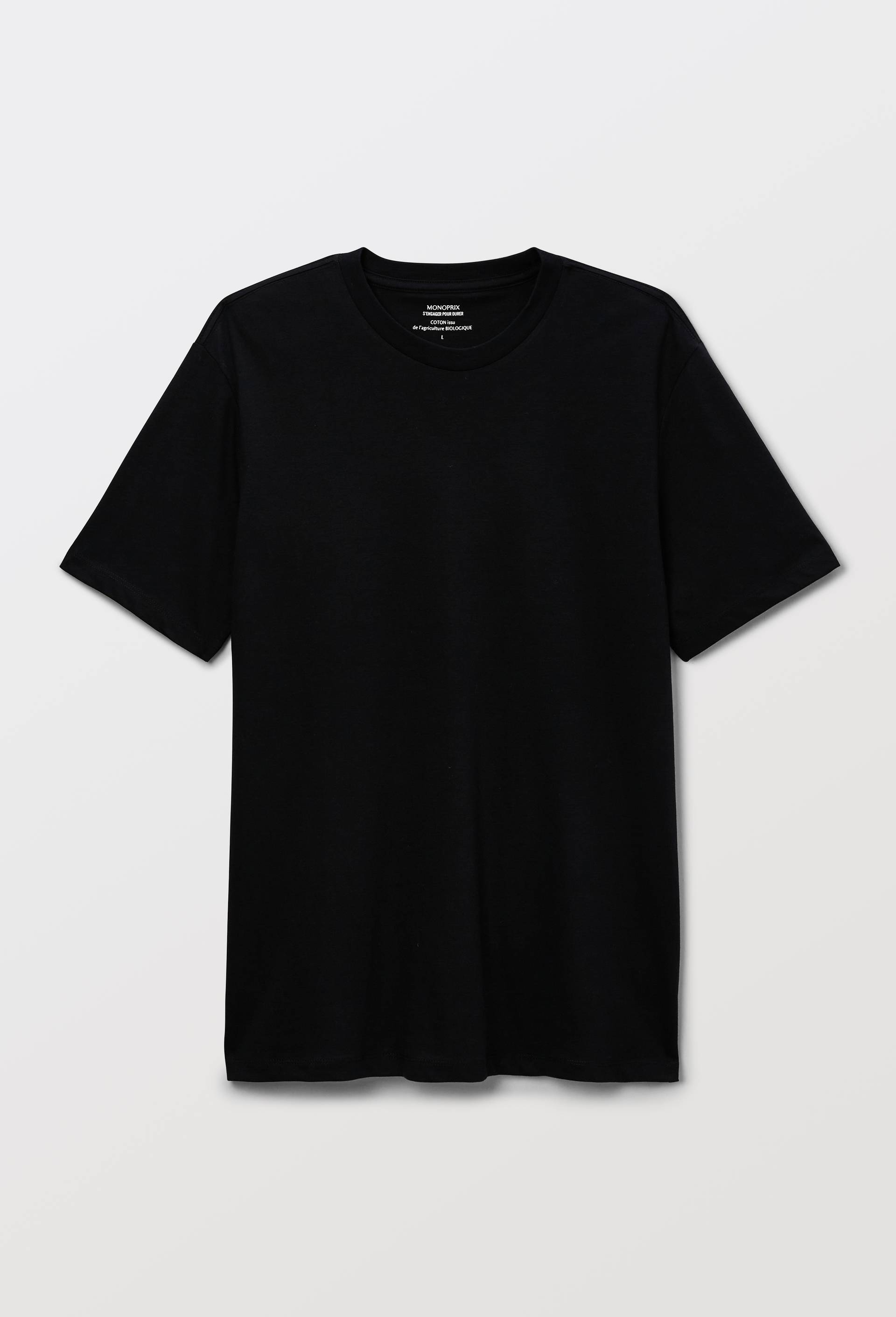 T-shirt manches courtes col rond en coton BIO GOTS, Noir, large image number 3.0